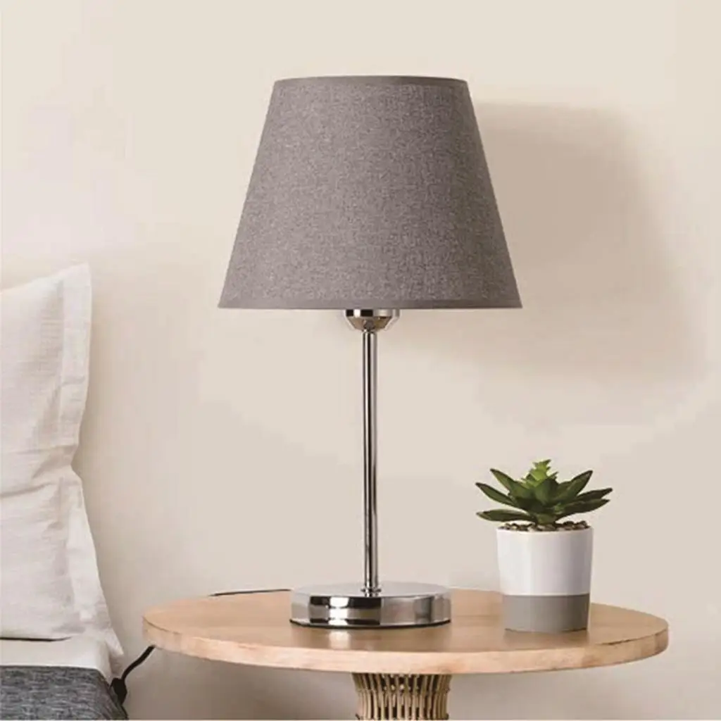Dimmable Table Lamp, Bedside Nightstand Desk Lamp Light with 3 Brightness, Metal Stand and Fabric Lampshape