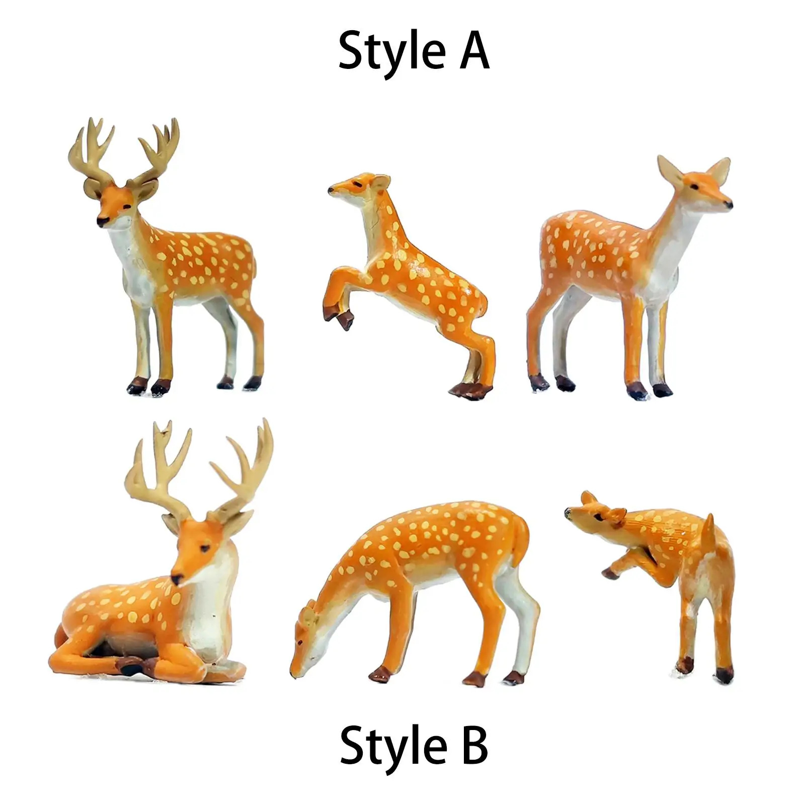 3x 1:64 Miniature Statue Deer Figurine for Sand Table Decoration Desk Decor