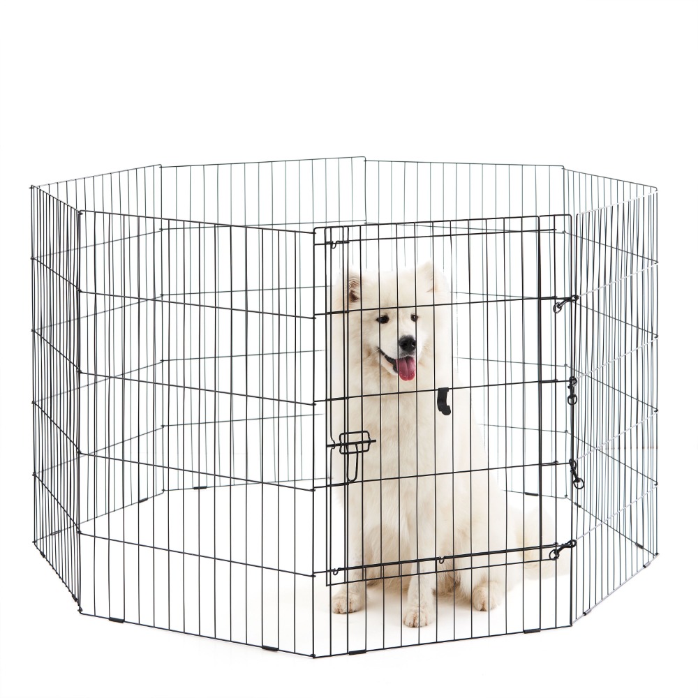 8Panel Pet Exercise Play Pen With Door Basket for Dog Houses and Habitats Cages f Houses
