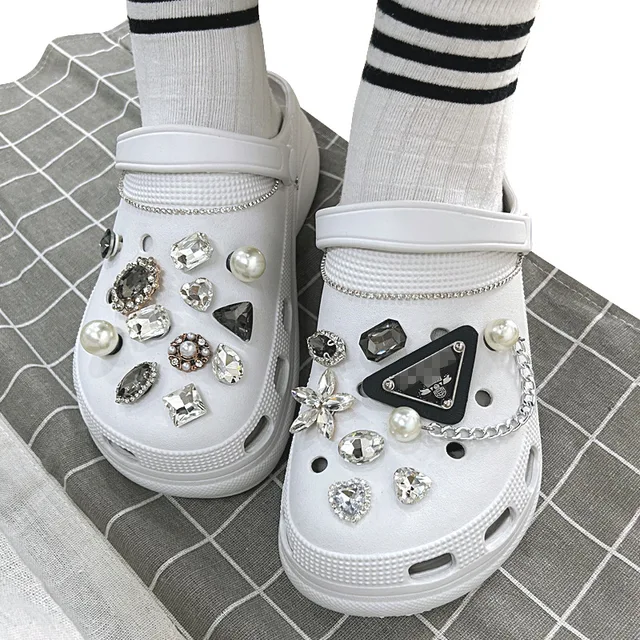 31pcs Pearl Rhinestones CROC Charms Designer DIY Shiny Gem Shoes Decaration  Charm for Croc JIBS Clogs