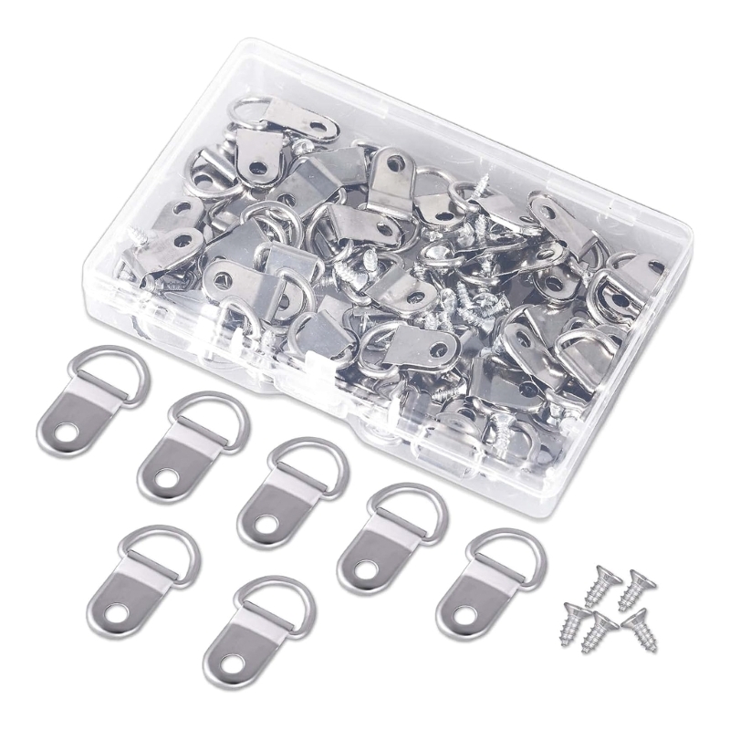 Description Picture 6 of item100pcs D-Rings Hangers Heavy Duty D-Rings Picture Hangers Kits Screws Durable