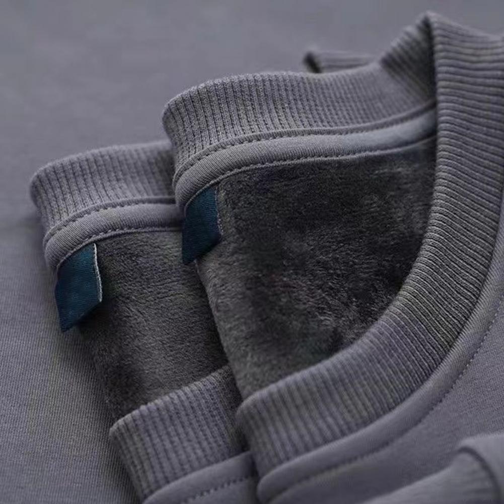 Description Picture 6 of itemRound Neck Sweatshirt Easy to Wear Sweatshirt Cozy Plus Size Unisex Sweatshirt Thick Plush Mid Length Pullover for Fall Winter