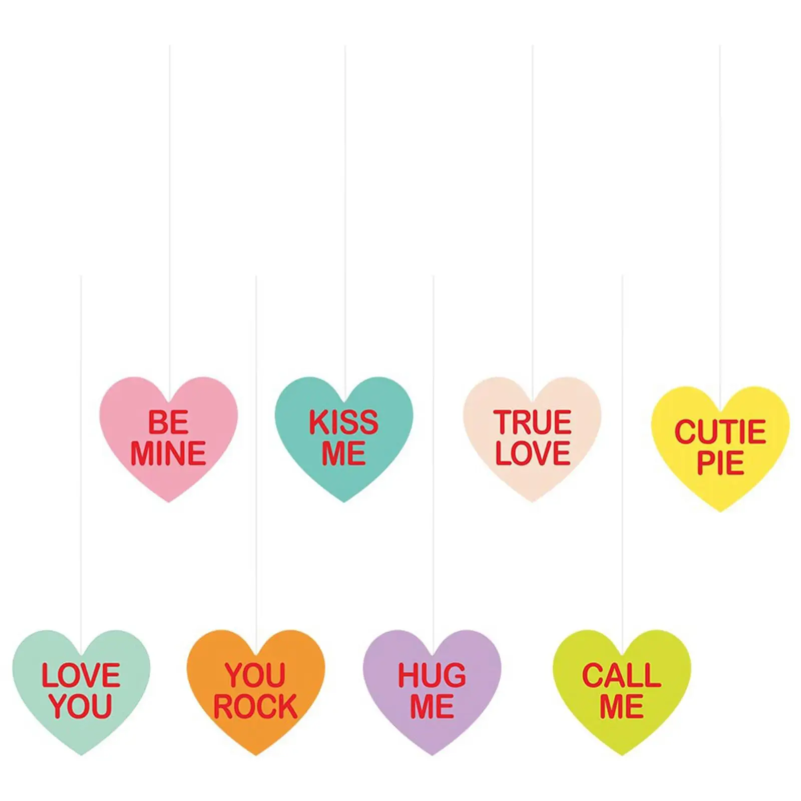 8x Valentines Day Hanging Hearts Sign Romantic Ornament Hanging Decorations for Indoor Outdoor Ceiling Home Window Engagement