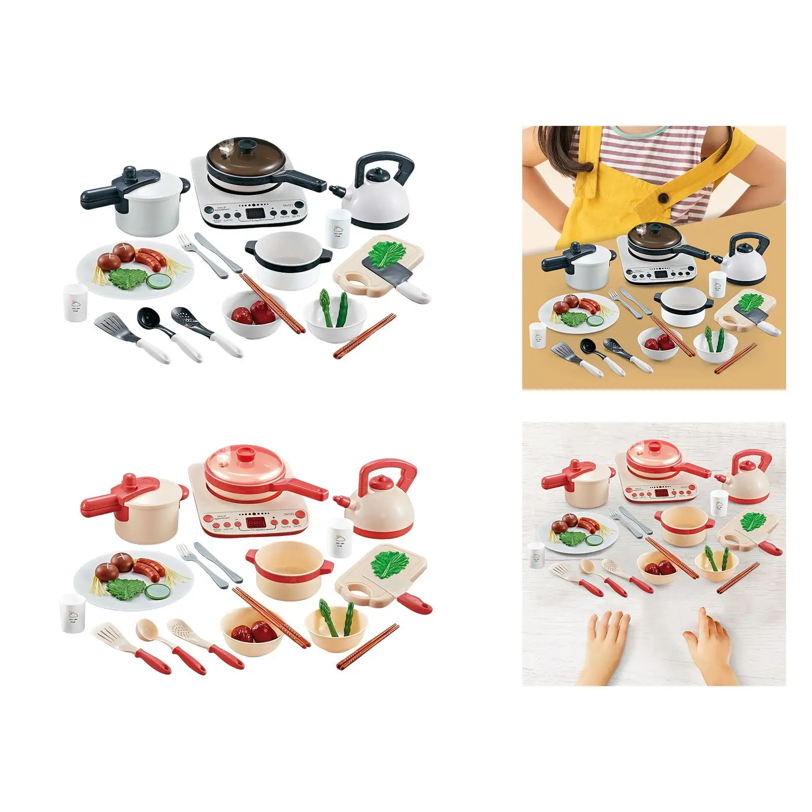 kitchen toys Kitchen Accessories Set Food Set with Induction Cooktop Canned Toy Toddler Pretend Cooking Playset for Toddler