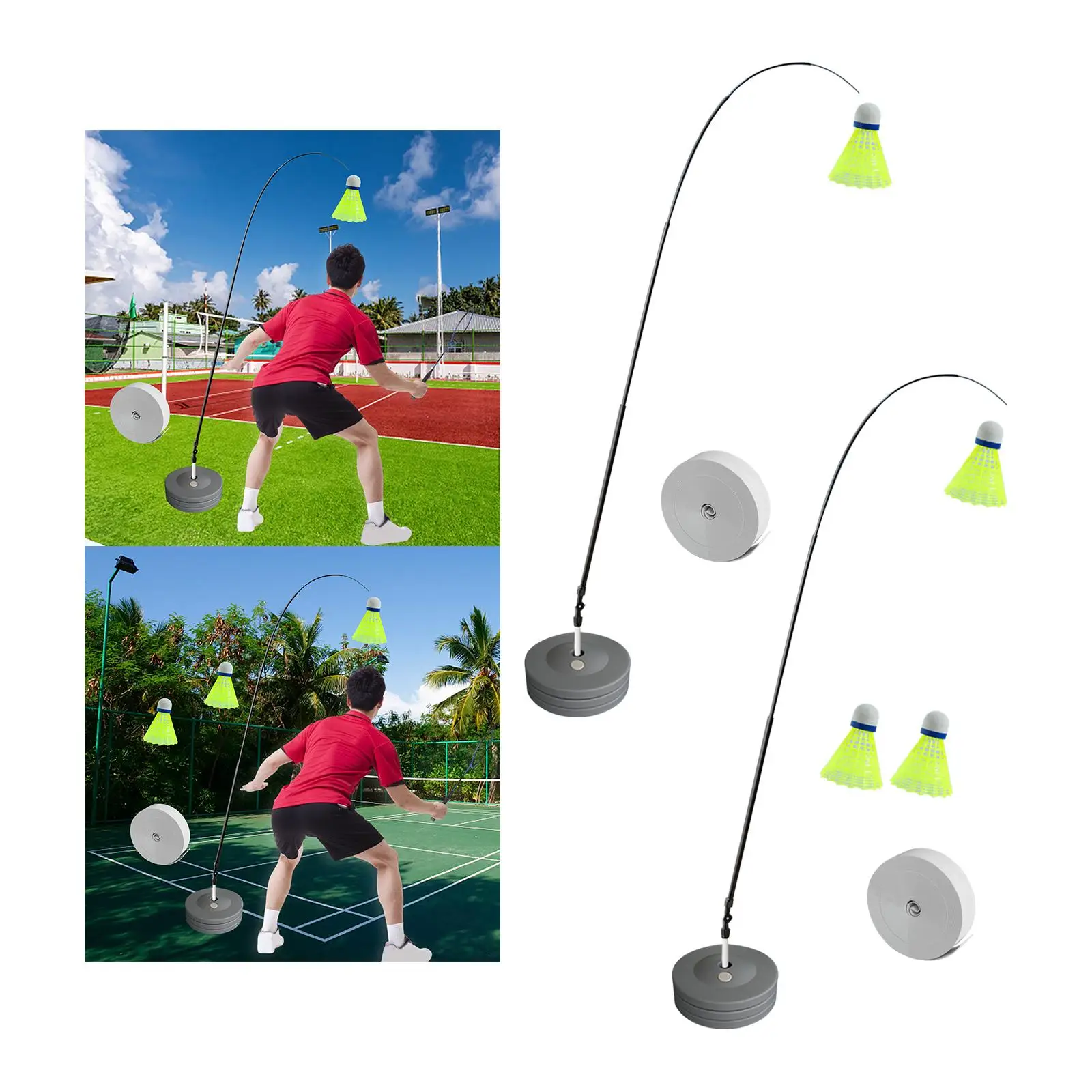 Sports Badminton Solo Exercise Equipment Self Study Badminton Trainer for Indoor, Outdoor, Garden, Lawn Adjustable Accessory