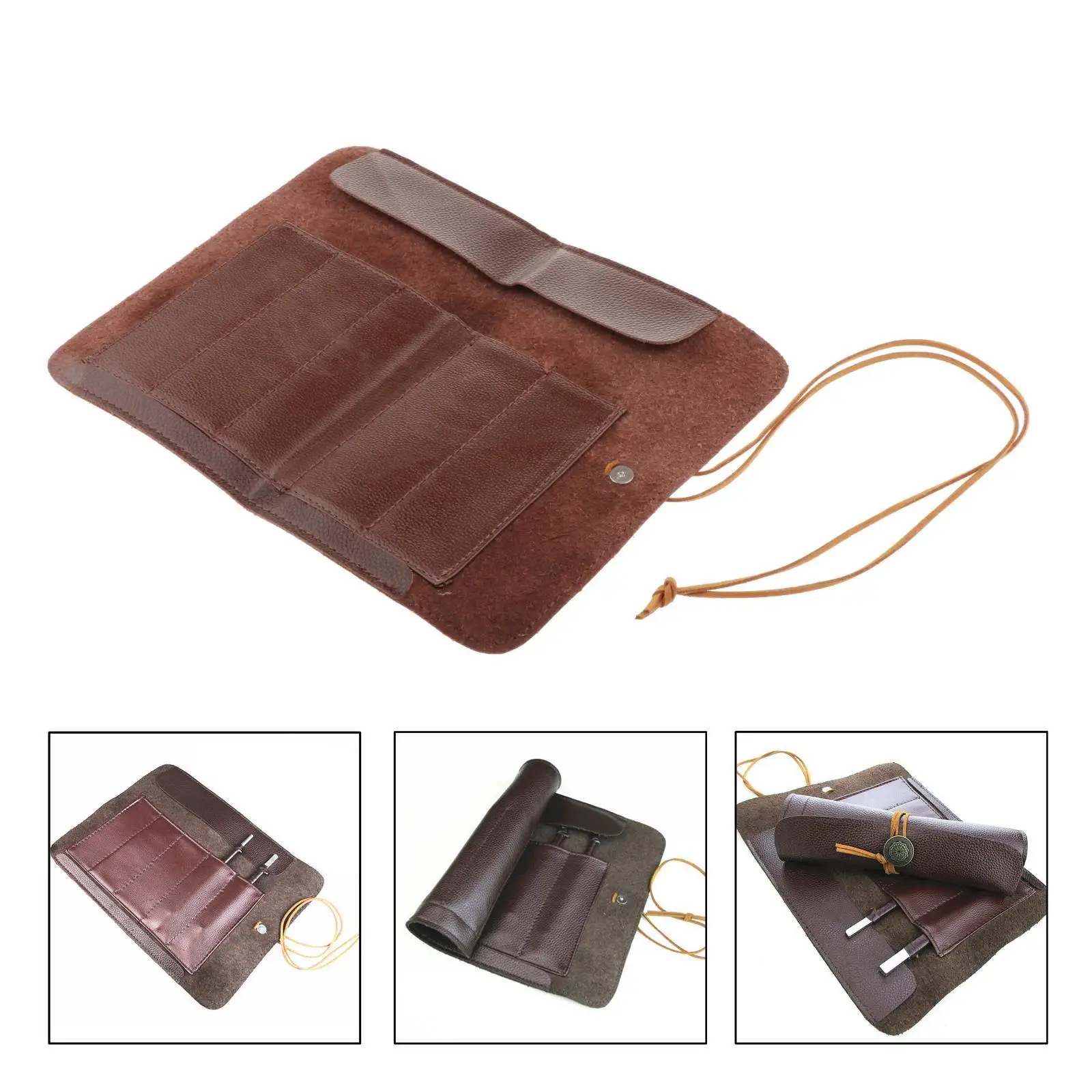 Knife Roll Bag PU Leather, Knife Roll Bag, Portable Travel Tool Roll Bag for
