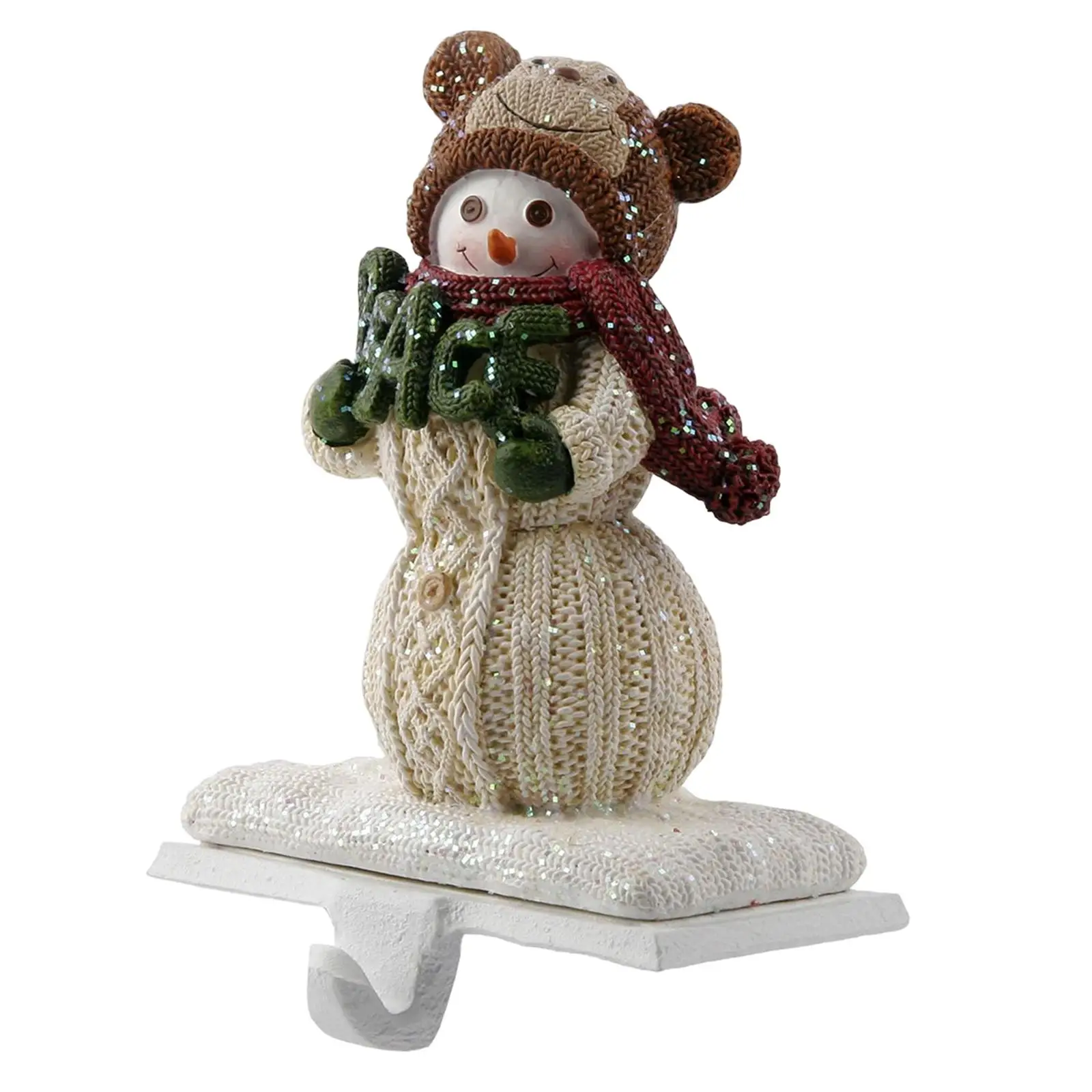 Christmas Snowman Sock Hook Traditional Christmas Decoration Chic Gift Art Sculpture Stocking Holder Rack for Living Room Xmas
