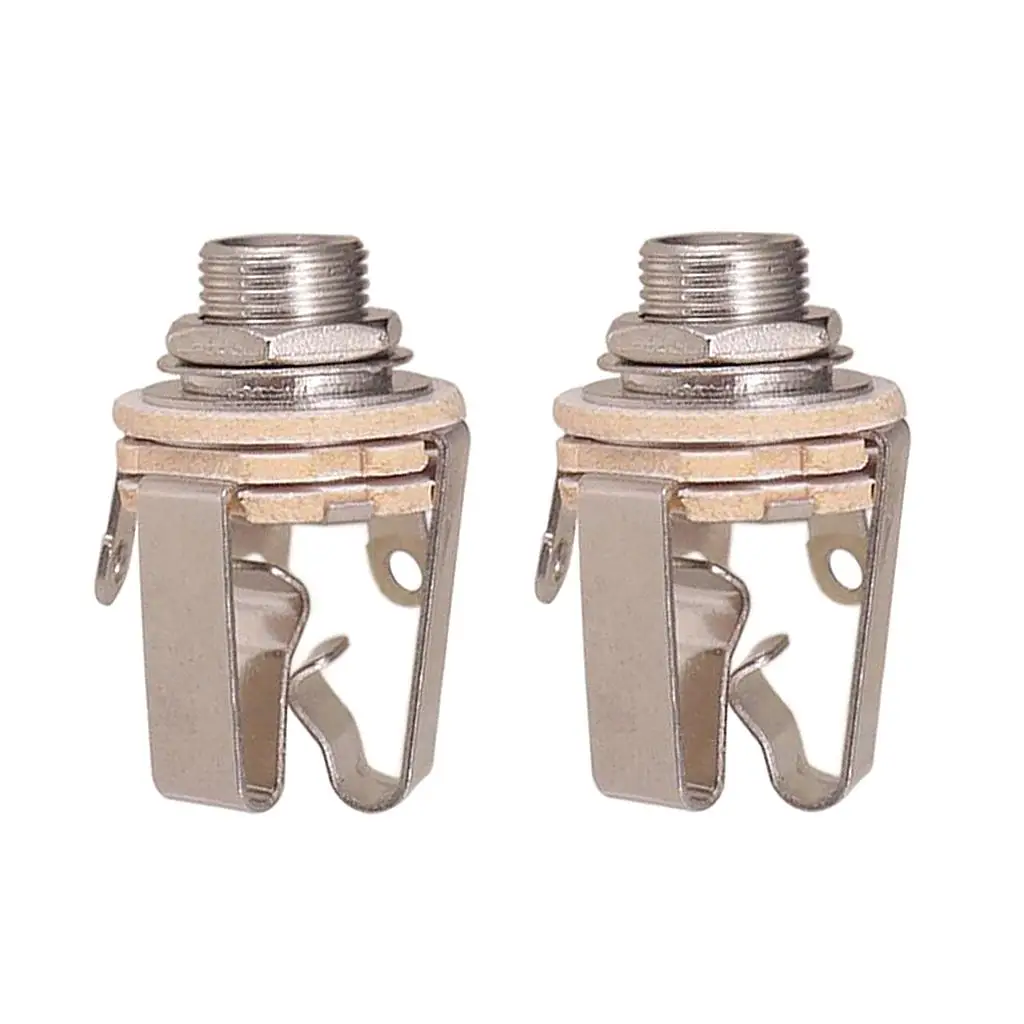 Tooyful 2pcs Brass 1/4` Stereo Output Jack Socket Plate for Guitar Bass Active Pickup Parts