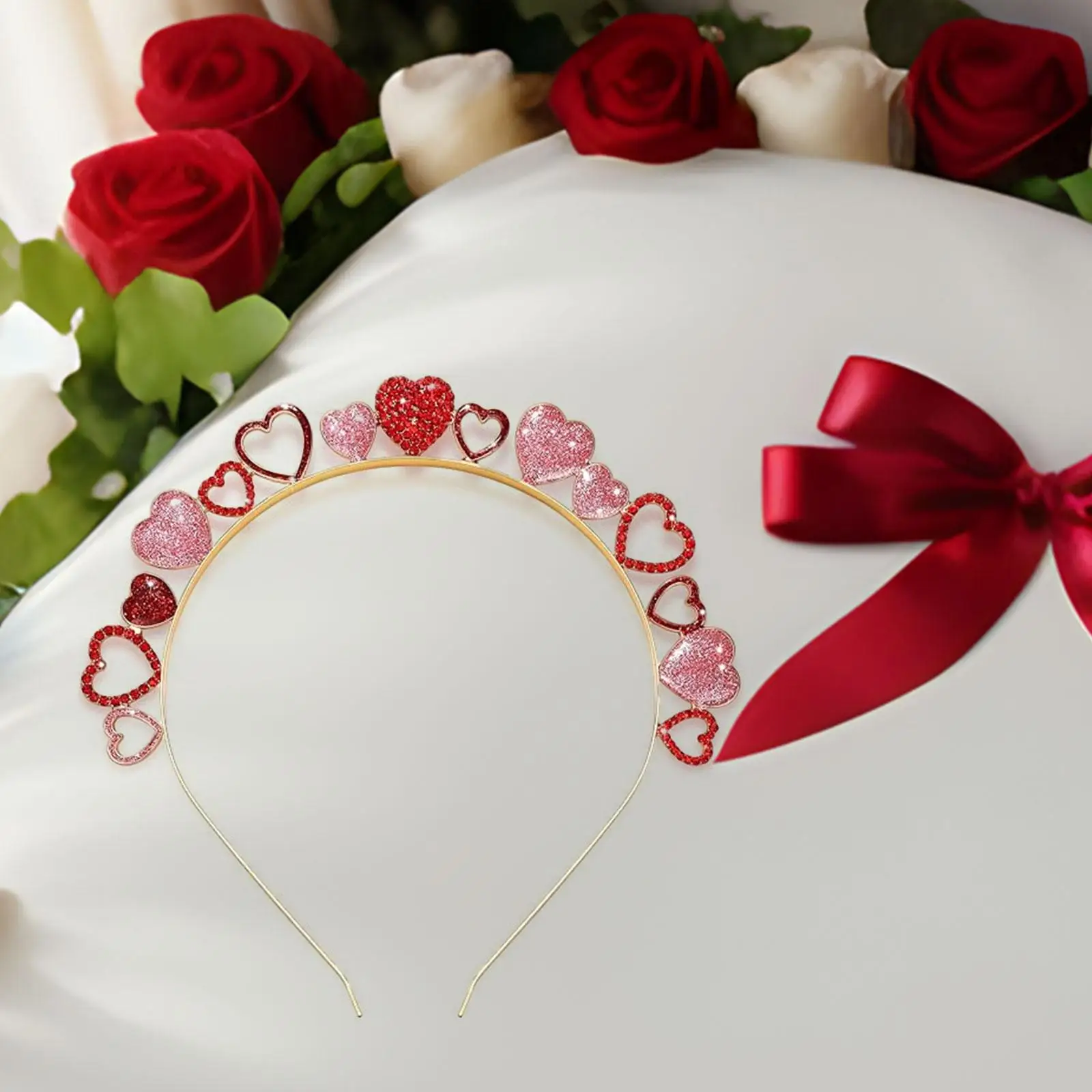 Valentine`s Day Heart Headband for Woman Headwraps Adult Kids Hairband for Cosplay Performance Anniversary Celebration Carnival