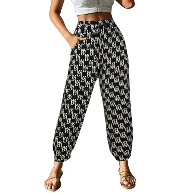 Womens Wide Leg Bloomers Harem Pants Ladies Solid Cotton Trousers Balloon  Slacks