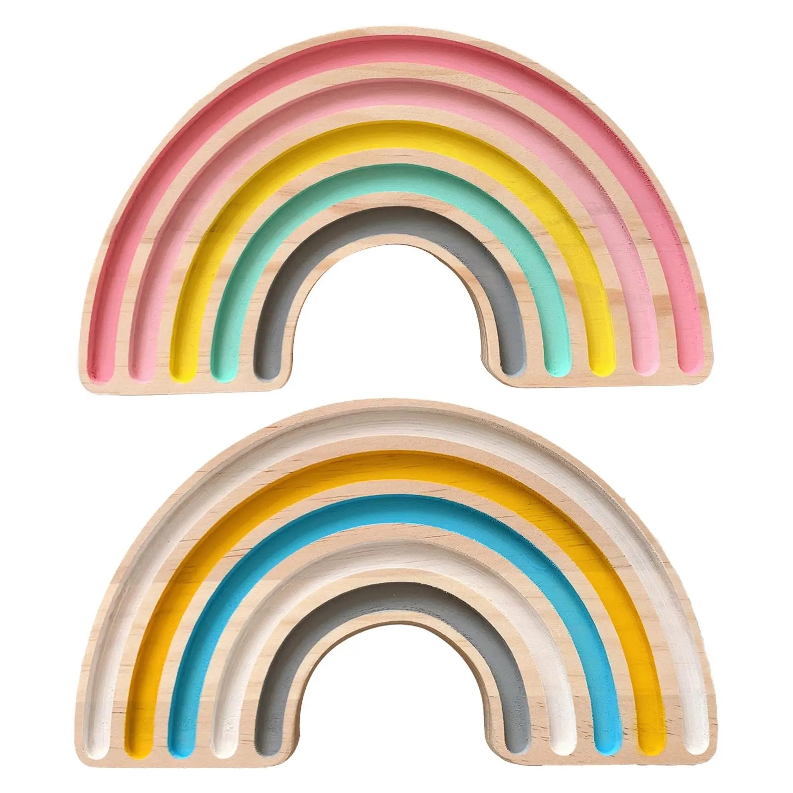 Wooden Rainbow Craft Board Ornament for Table Bookshelves Photographic Props