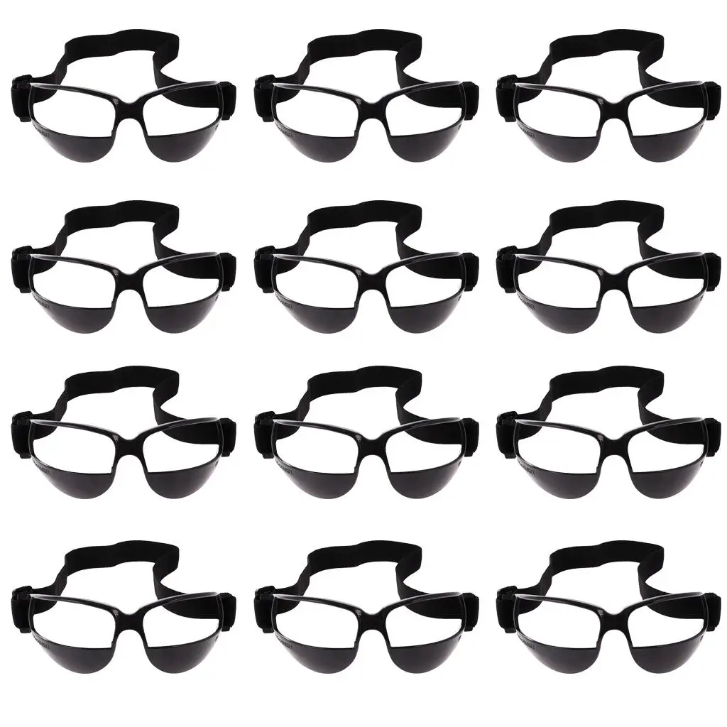 12 Pieces Professional Basketball Dribble Dribbling Goggles Specs Training Glasses - Black