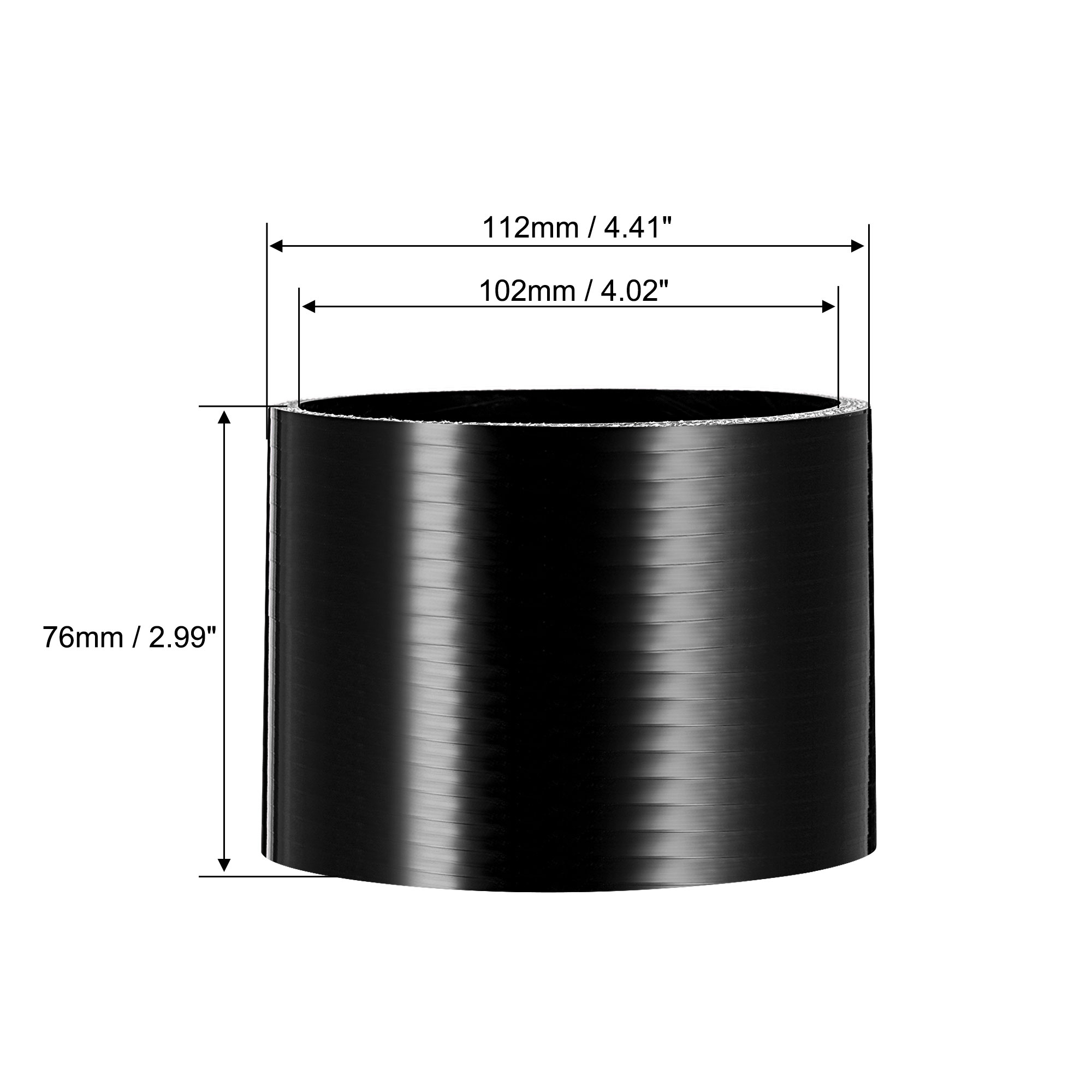 UXCELL 25/28/30/32/35/38/45/48/51/54/57/60/63/65/68/70/80/89/102/127MM Auto-Silikonschlauch Gerades Turbo-Ansaugrohr Schwarz 76*5MM – Detail 2