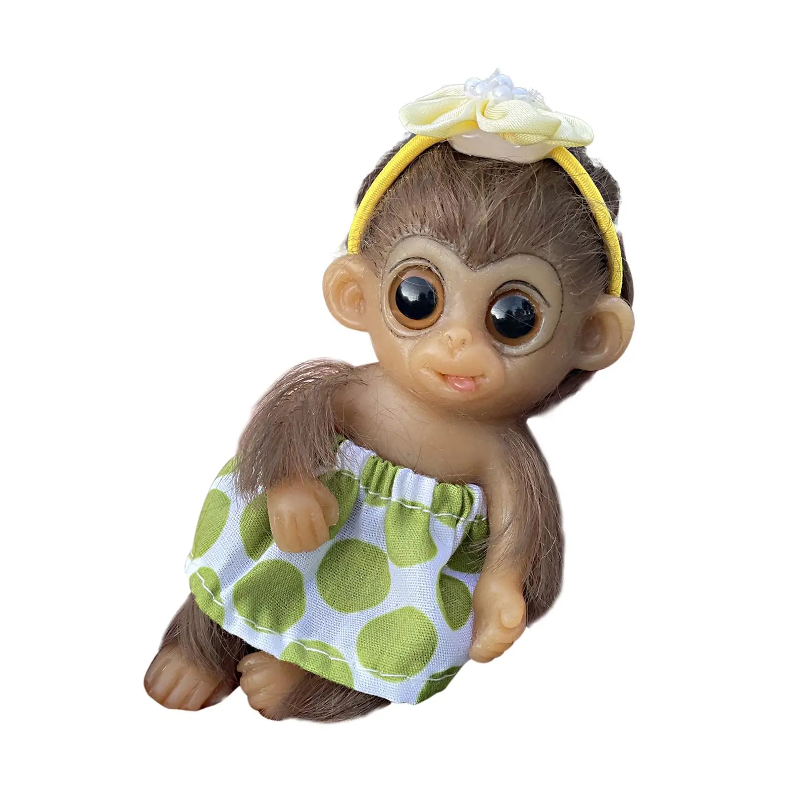 6in Full Body Silicone Monkey Big Eyes Monkey for Girls Boys Birthday Gift