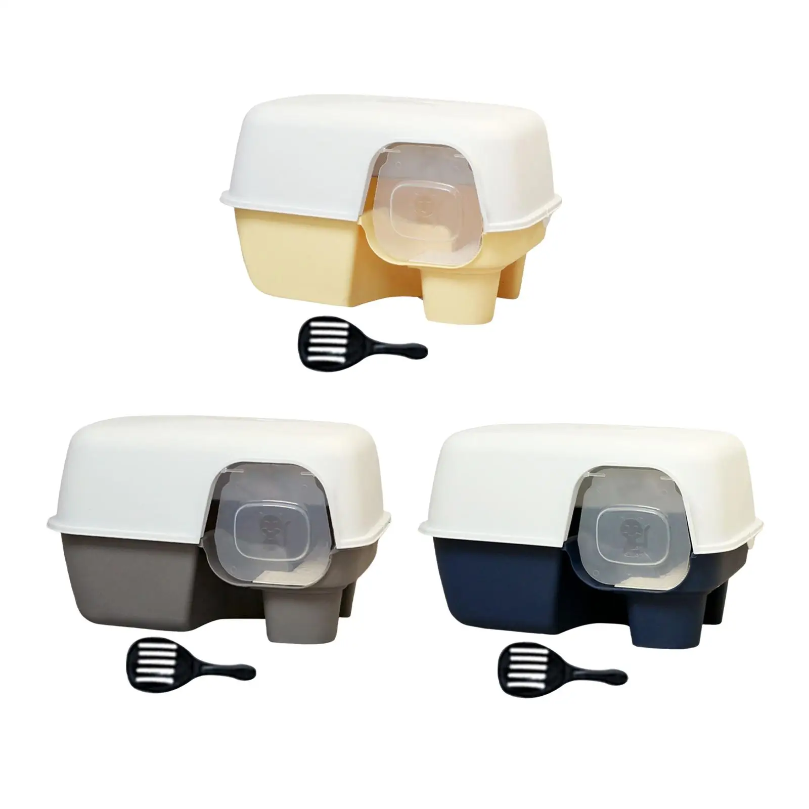 Large Enclosed Cat Litter Box Removeable Cat Bedpans High Side with Shovel Pet Supplies Portable Pet Litter Tray Cat Toilet