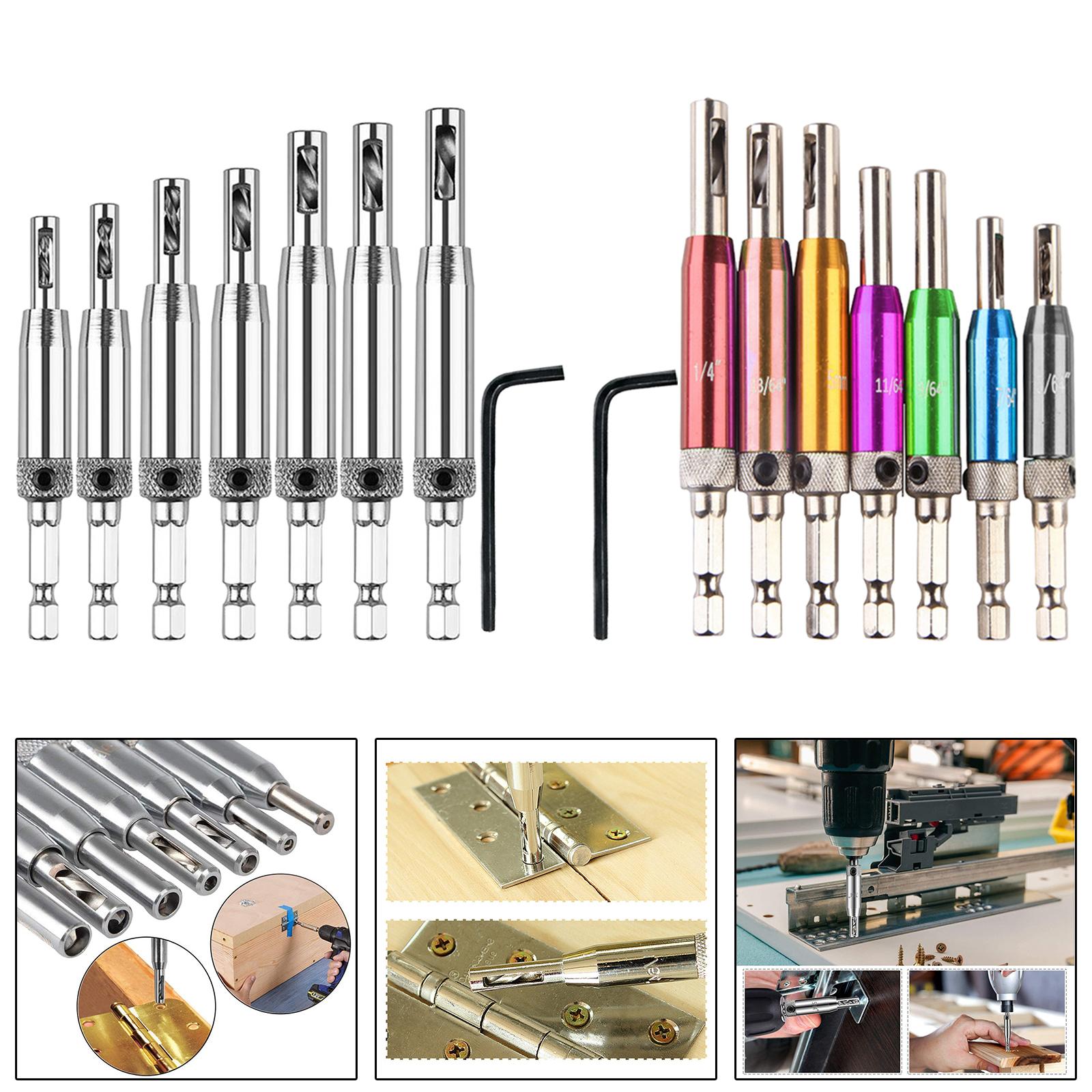 7x Hex Shank Self Center Hinge  Tool with Wrench 5/64