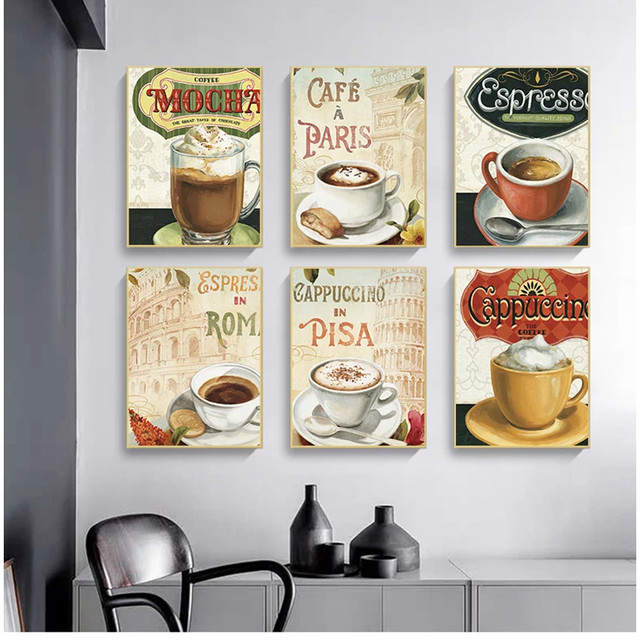  Coffee and Tea Bar Wall Art Sign Decor Retro Canvas