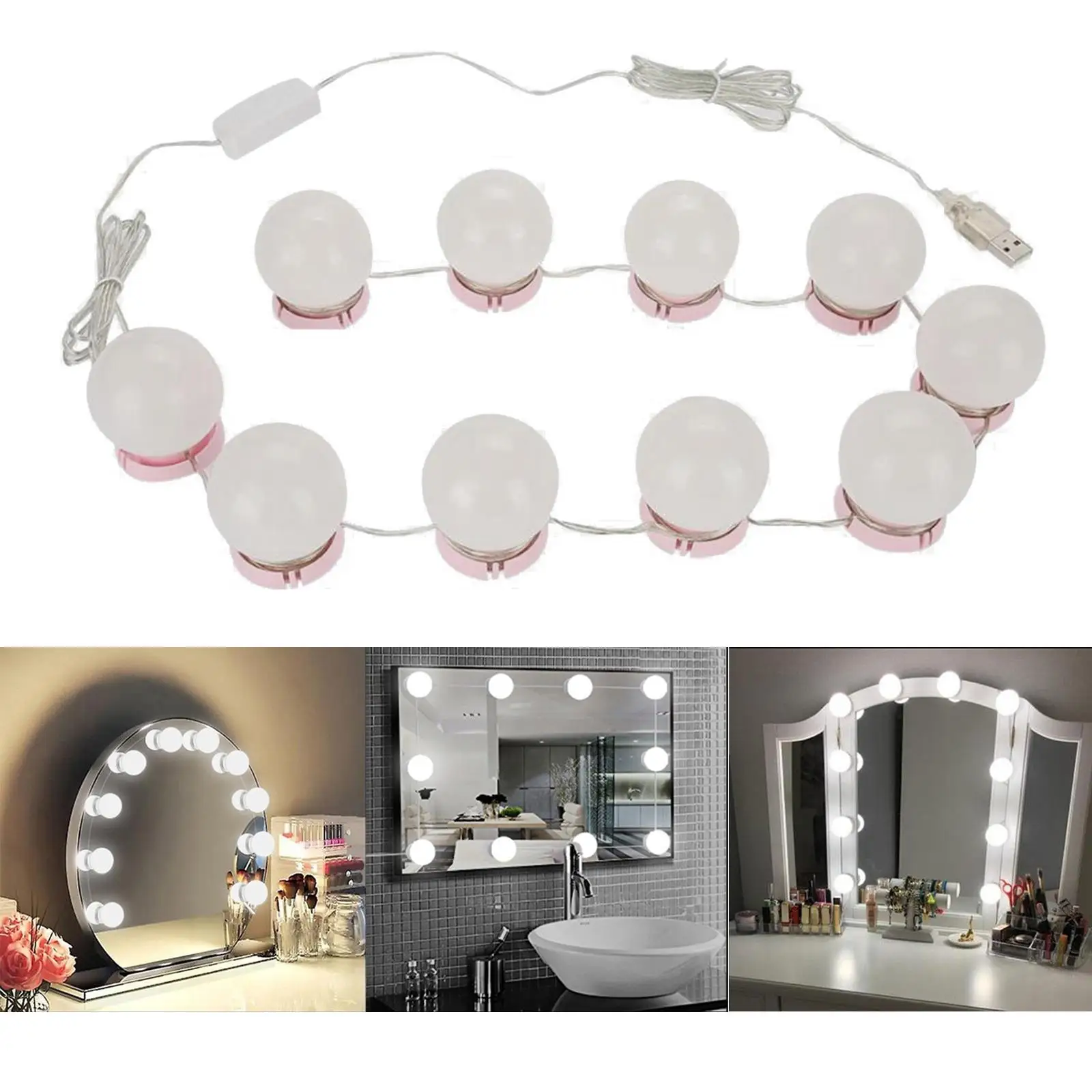 Vanity Mirror Lights Kit Modern Dimmable Simple Removable Vanity Mirror Lights for Girls Restroom Decor Dressing Beauty Bathroom