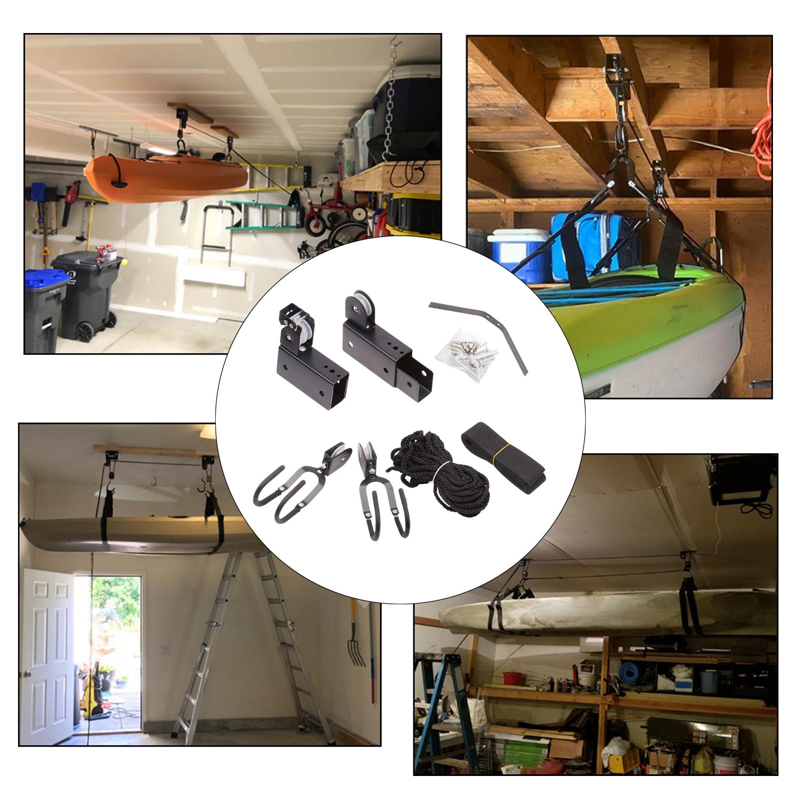 Kayak Hoist Garage Ceiling Storage Bicycle Hoist Overhead Organization Hanger Bike Lift Pulley System for Raft Ladder Canoes
