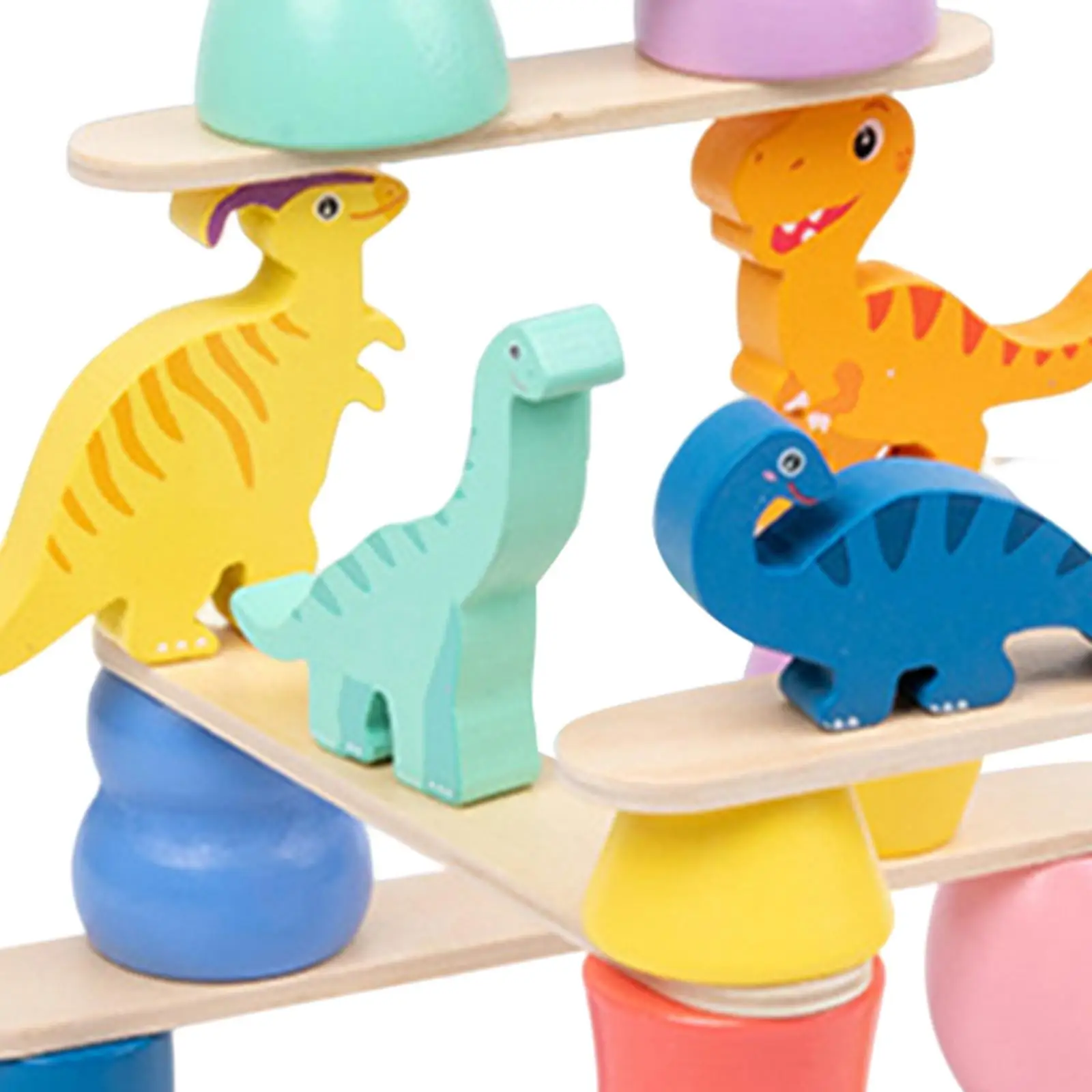 Montessori Toys Stacking Building Blocks Wooden Dinosaur Stacking Balancing Block Puzzle Game Stackable Dinosaur Toys