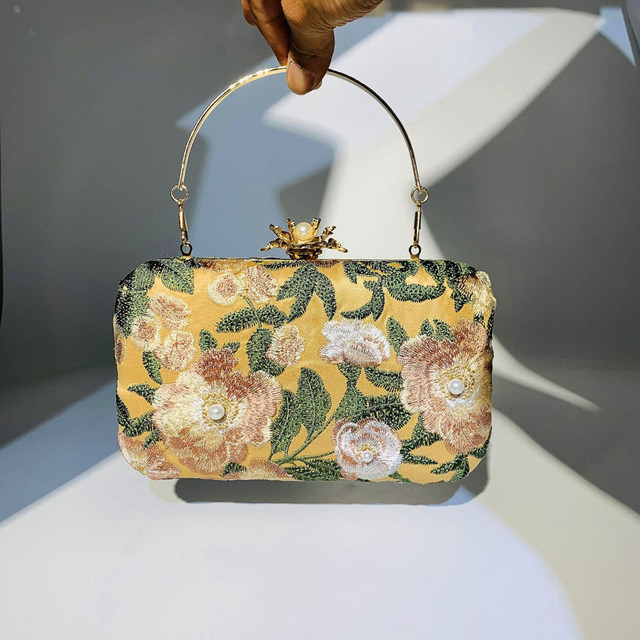 Retro Flower Embroidery Clutch Bag, Fashion Casual Ethnic Style