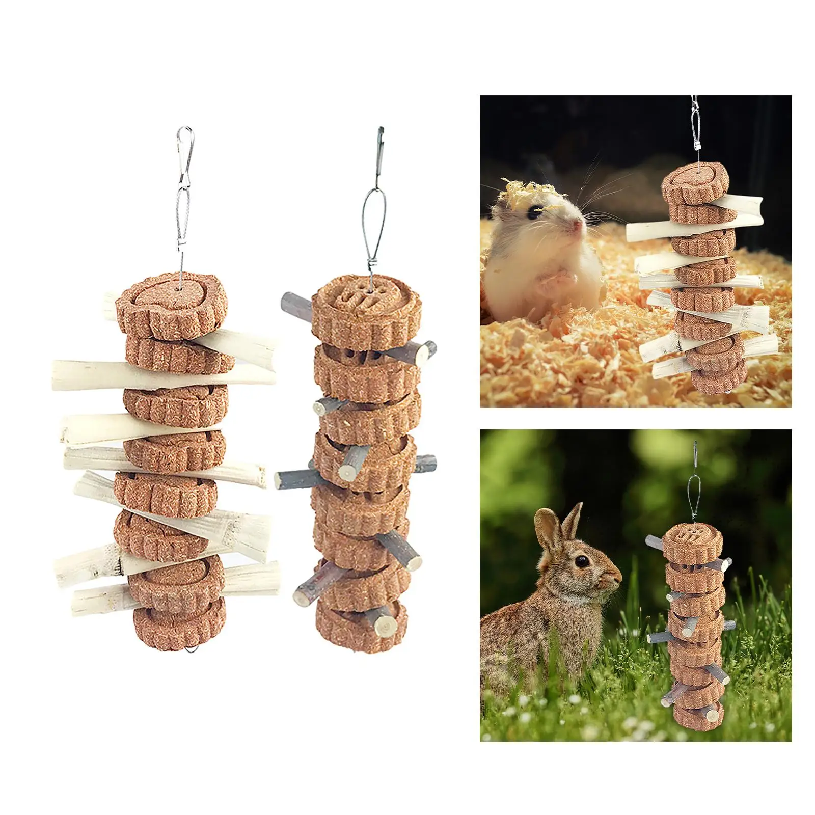 Hamster Chew Toys Tooth Cleaning Real Wood Cage Hanging Chewing Rabbit String Accessories Small Animals Activity Toys Rat Gerbil