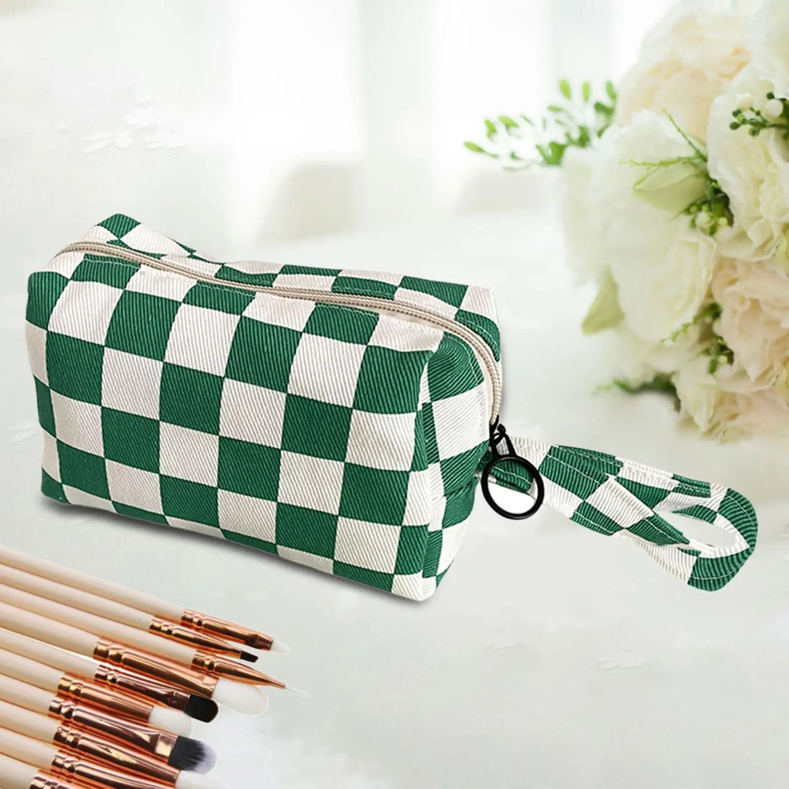 Makeup Bag Zipper Design with Handle Strap for Women and Girls Storage Case
