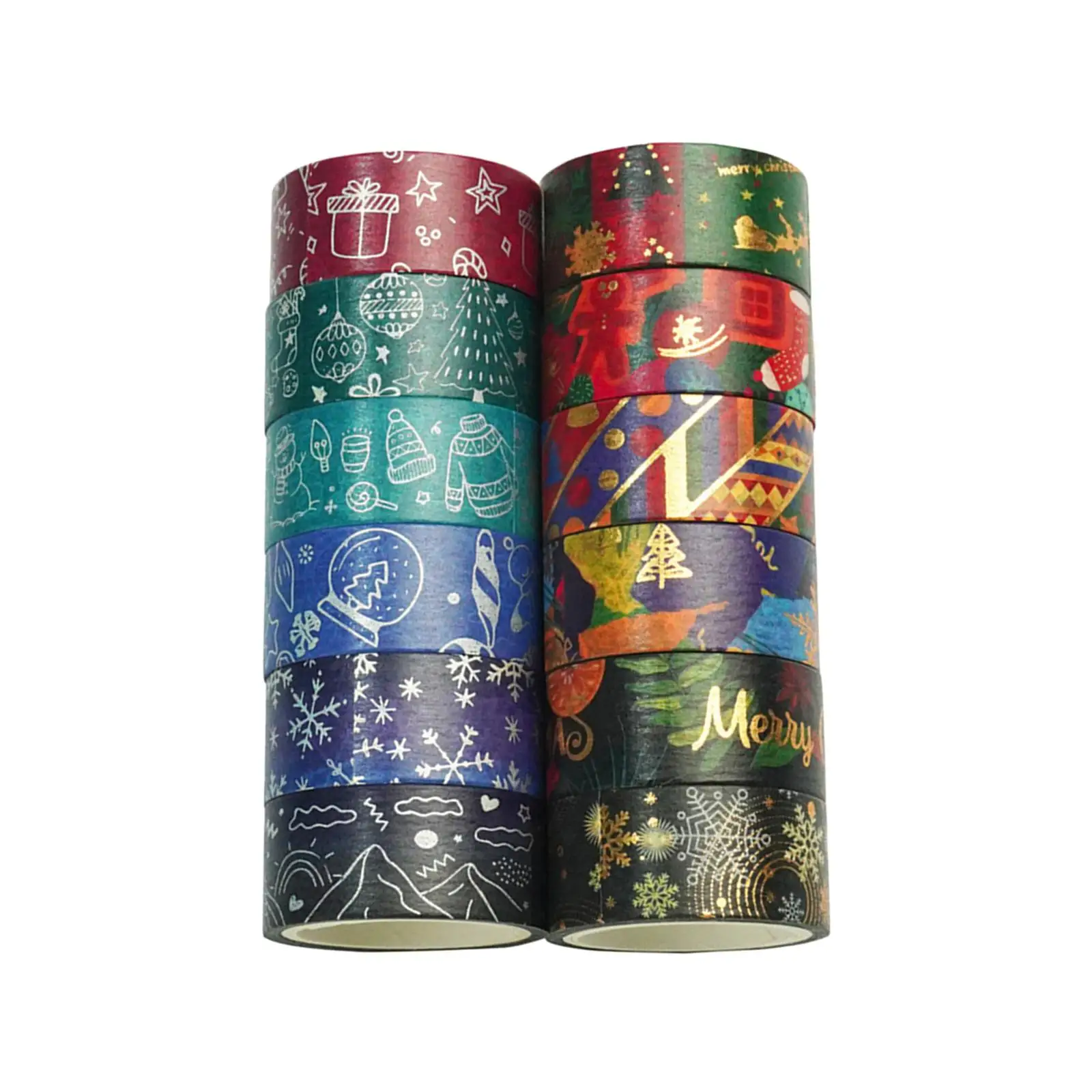 12 Pieces Christmas Washi Tape Set Paper Masking Tape for Gift Packaging