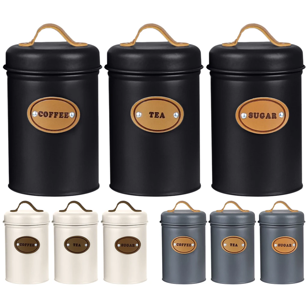 3Pcs Storage Canisters Durable Saving for Kitchen Canister Set