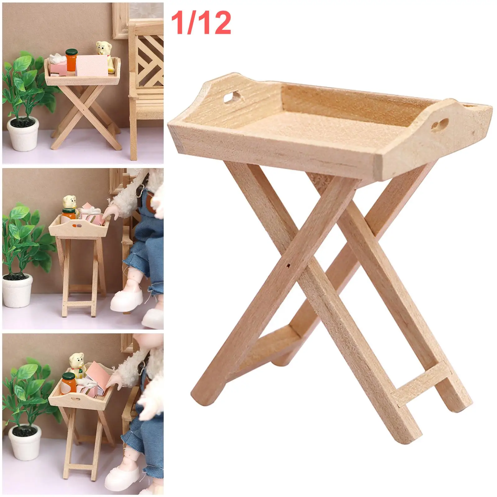 Doll House 1:12 Accessories Toy Decor Side Table for Pretend Play Children