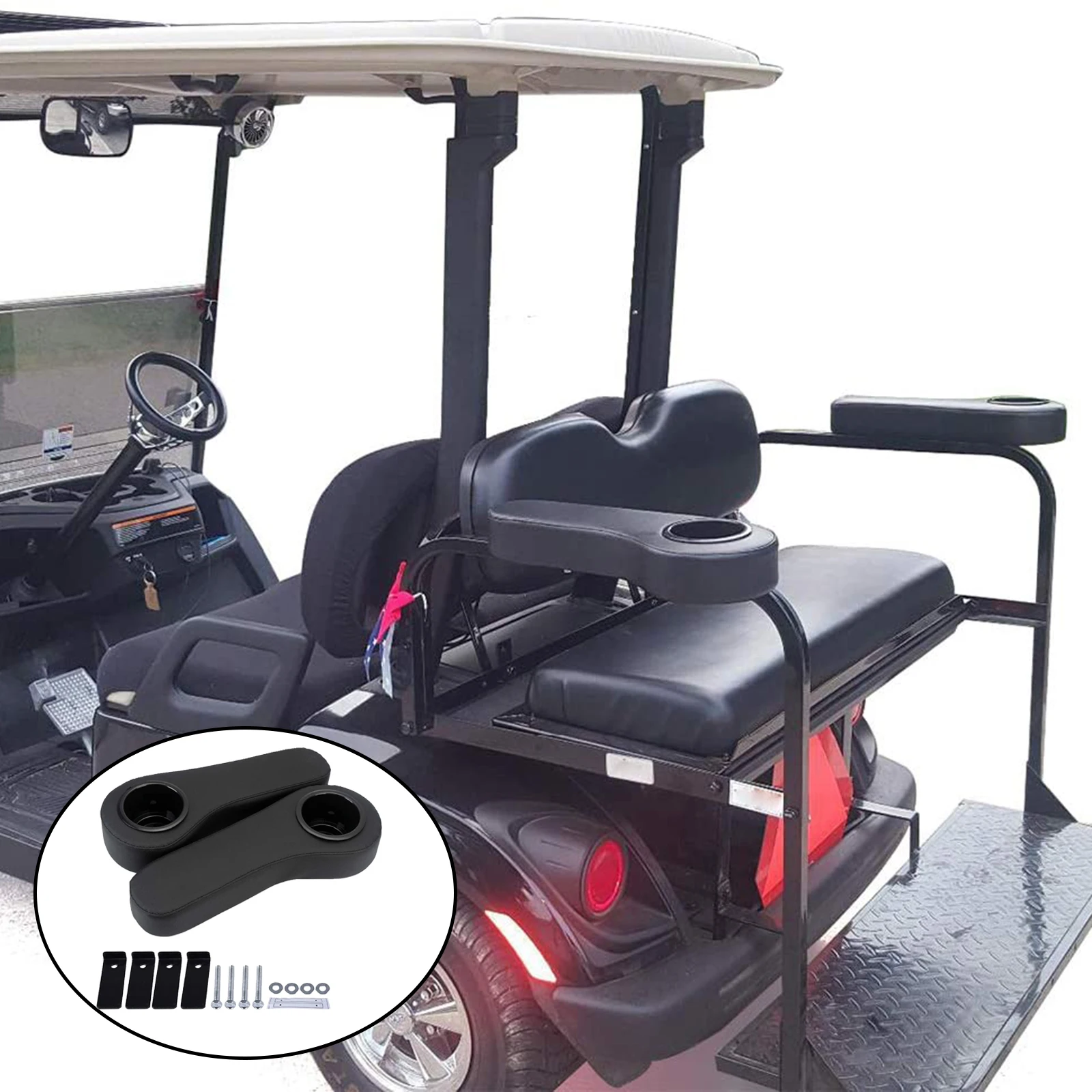 Golf Cart Rear Seat Arm Rest Set W/ Cup  Universal Accessories