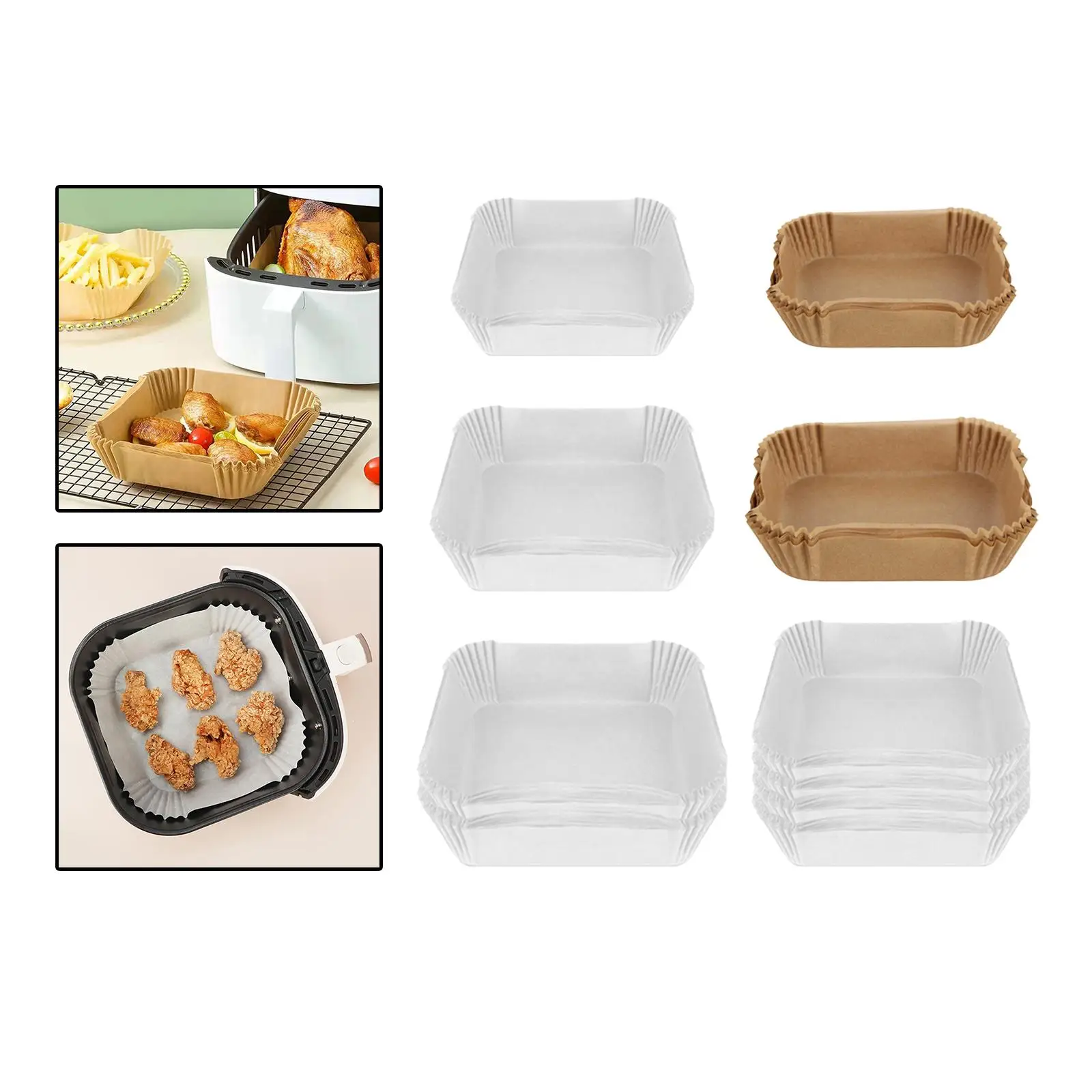 Air Fryer Disposable Paper Liners Non Stick Liner Square Baking Paper for Grilling Microwave Fast Food Restaurant Kitchen Hotel