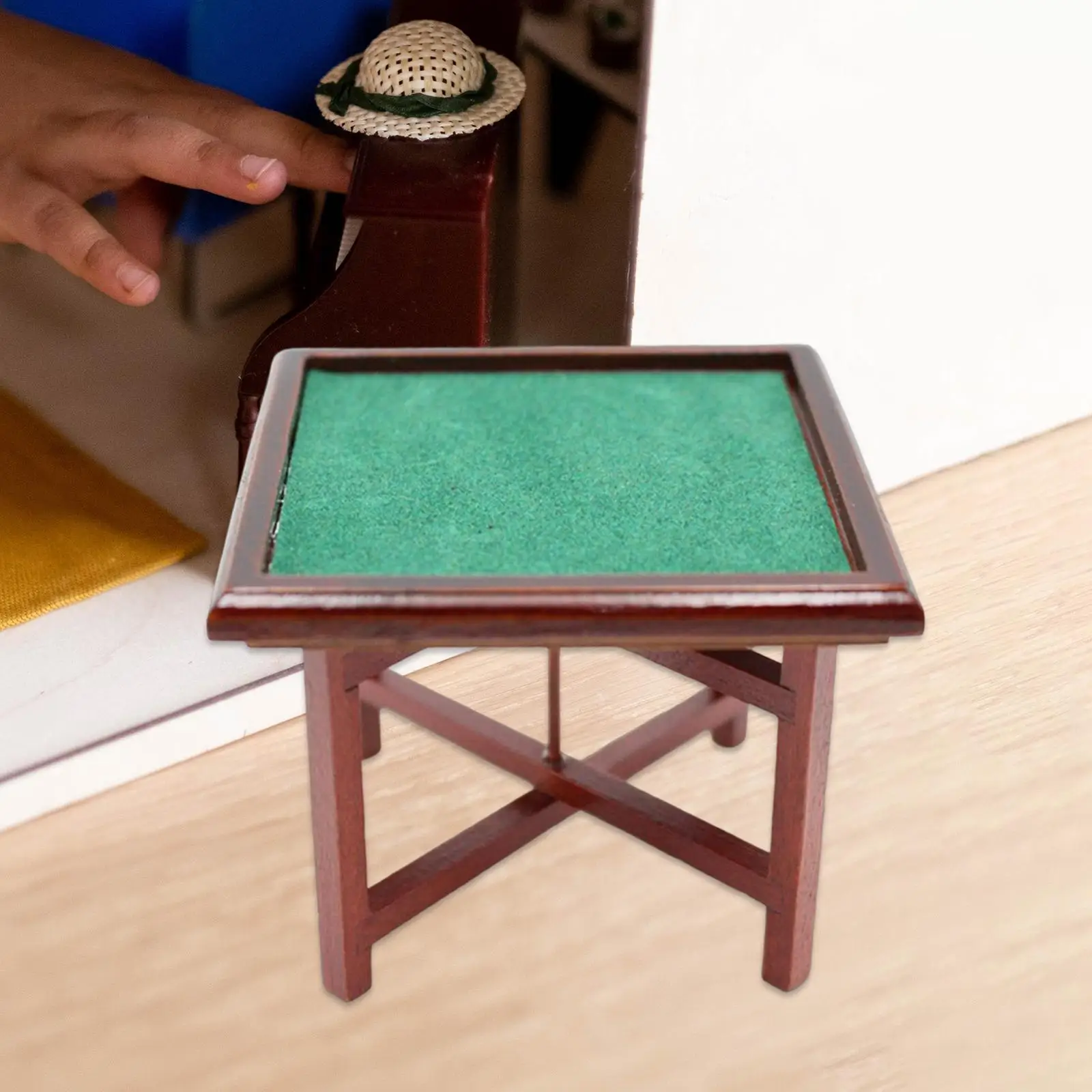 Portable Dollhouse Miniature Chinese Mahjong Table Model for Dollhouse Decor