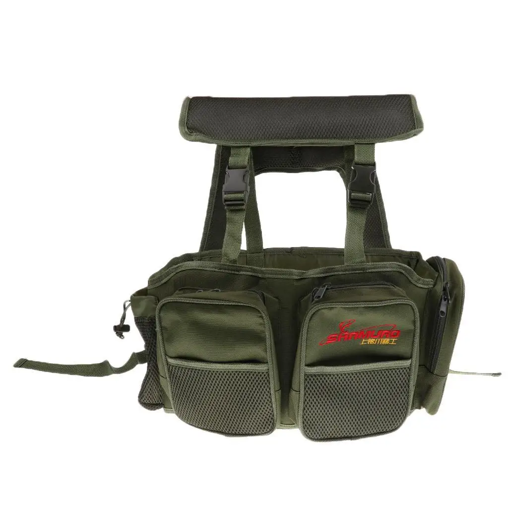 Fishing Seat Box Backpack Fishing Camping Tackle Bag Seat Box Bag Army Green