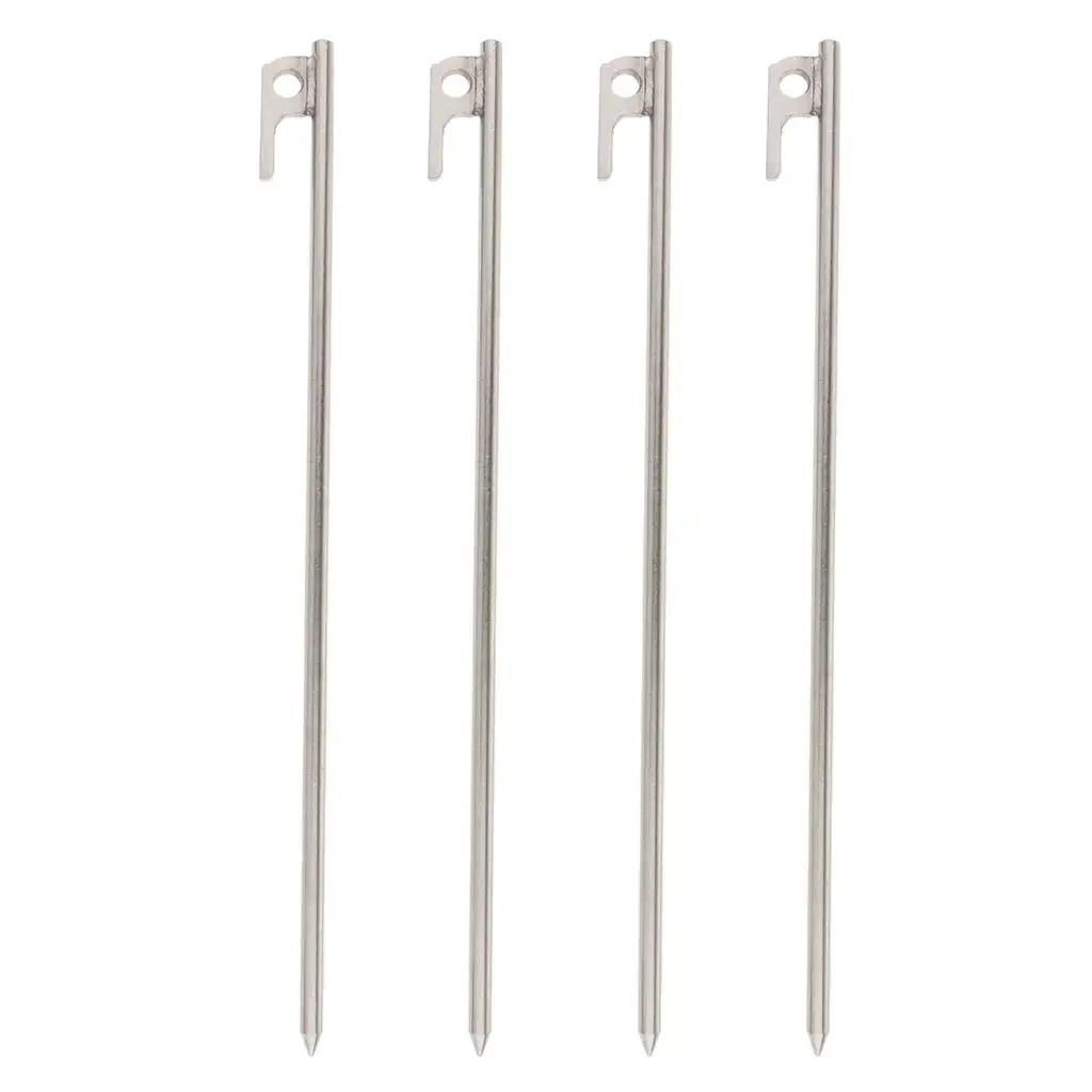 40cm Metal Camping Tent Stakes Stainless Steel Heavy Duty Canopy Stakes Pegs 4Pcs Tent Accessories