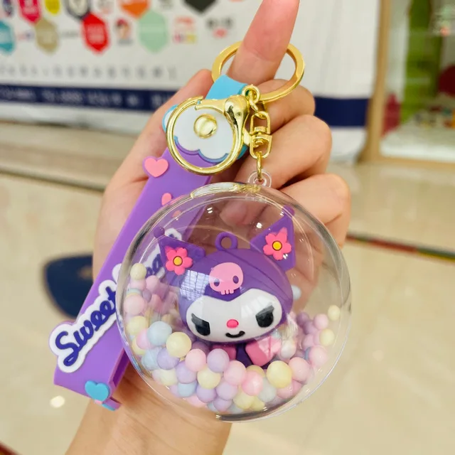 Porte-clés en acrylique Sanurgente Hello Kitty Kuromi Cinnamoroll Bubble  Ball, pendentif sac à dos mignon pour fille, porte-clés, accessoires, cadeau
