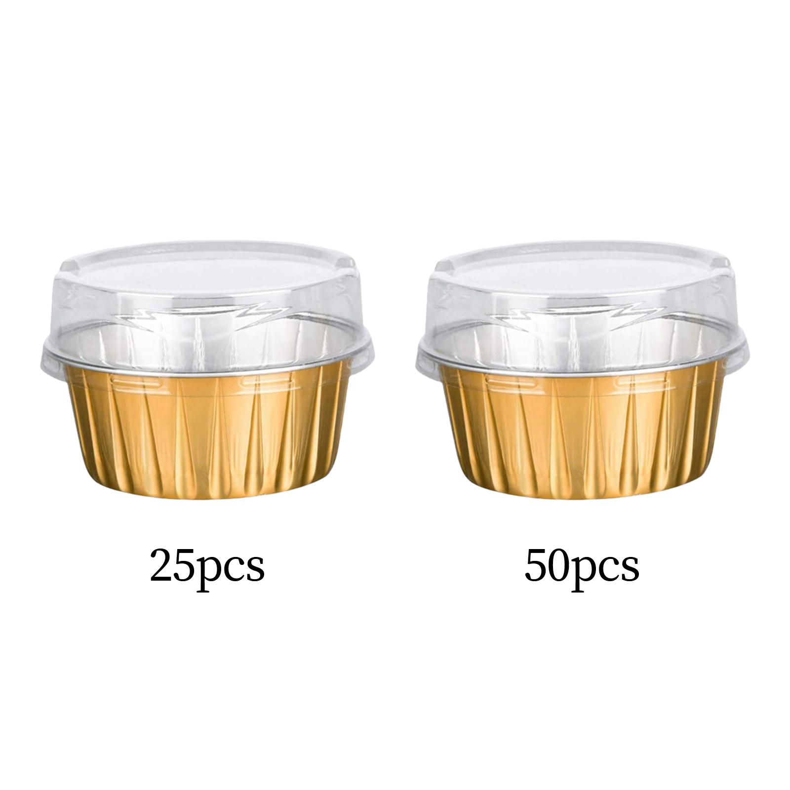 Round Aluminum Muffin Cups Heat Resistant Cupcakes Liners Cups for Cookies Ramekins Bakery