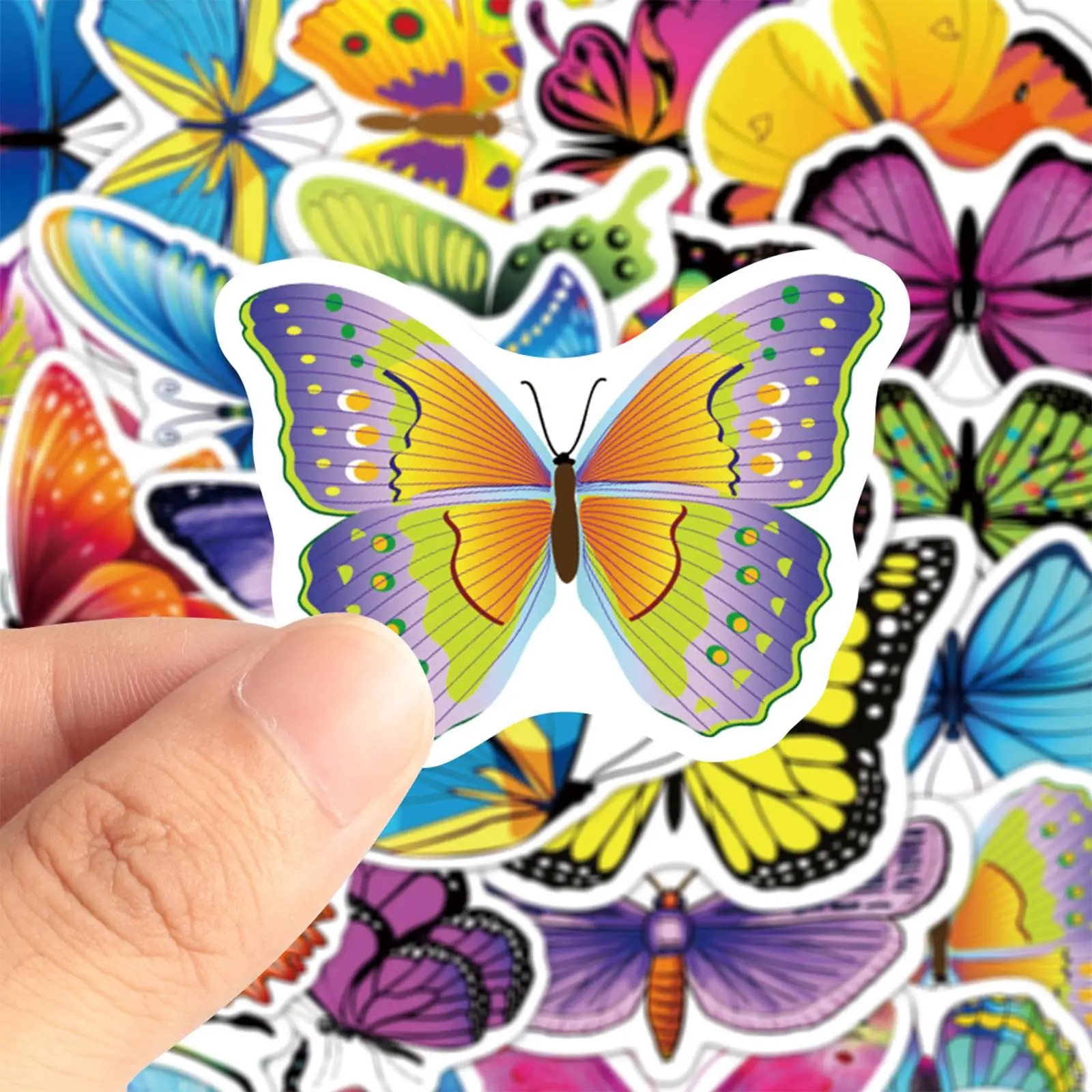 50 Pieces Small Colorful Butterfly Stickers Decorative Waterproof for Scrapbook Laptop Daily Planner Luggage Bike