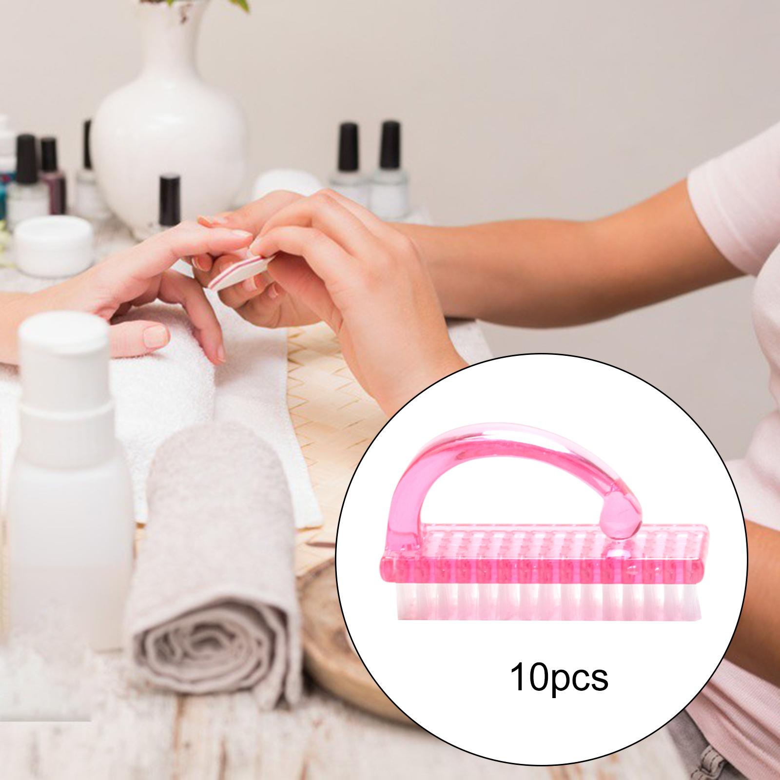 10Pcs Handle Grip Nail Brush Plastic Dust Powder Clean Nail Brushes for Toes Nails Cleaner Manicure Pedicure Nails Accessories