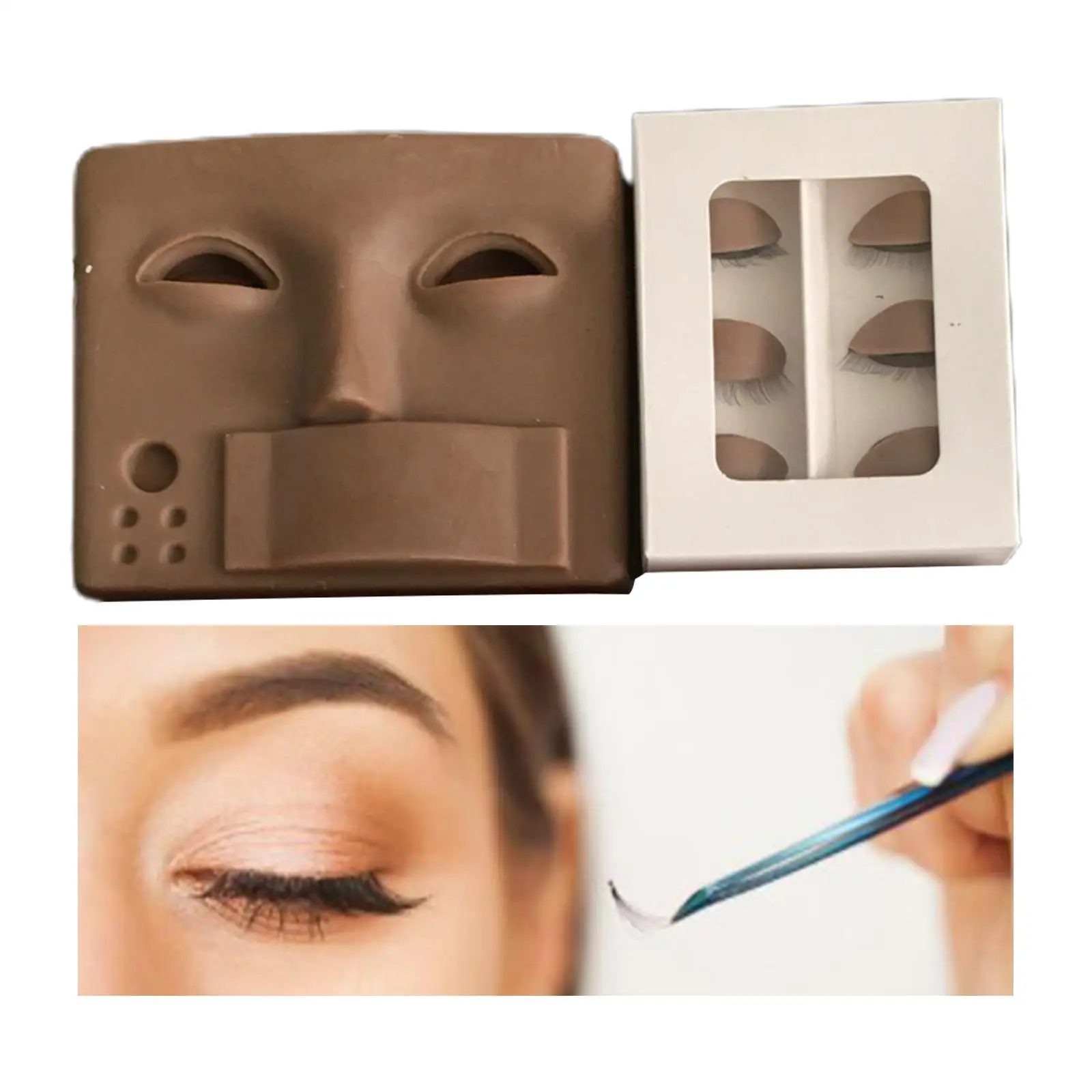 Practice Eyelash Extension Head Model with Lashes Holder False Eyelashes Extension Eyealsh Salon Beauty Model Kit for Starter