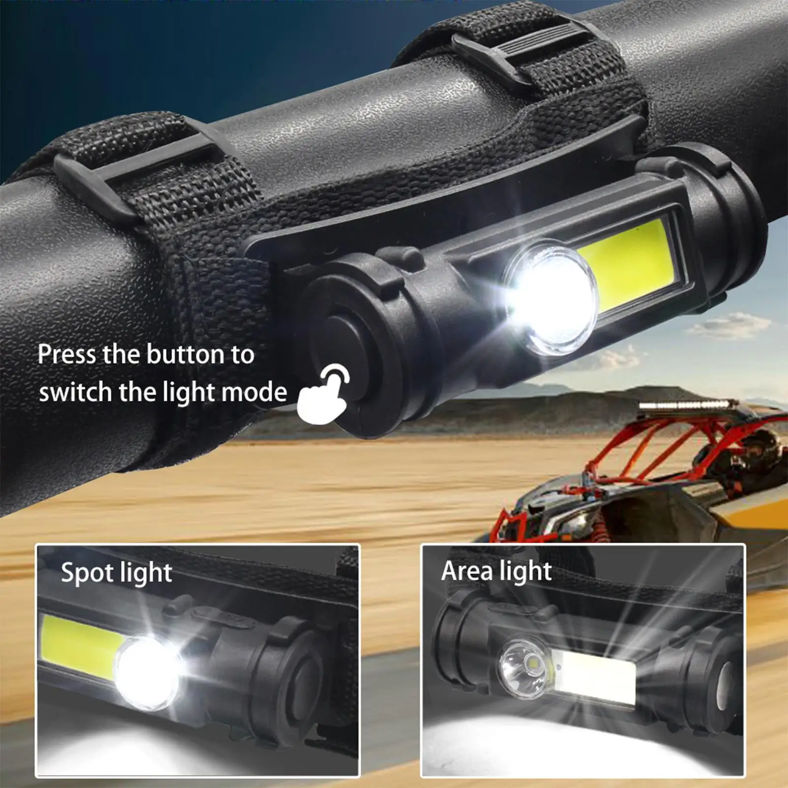 LED Roll Bar Mount Dome Light Widly Use 2 Lighting Modes Durable Waterproof Portable for Kawasaki UTV ATV 1.25-2.0 Inches