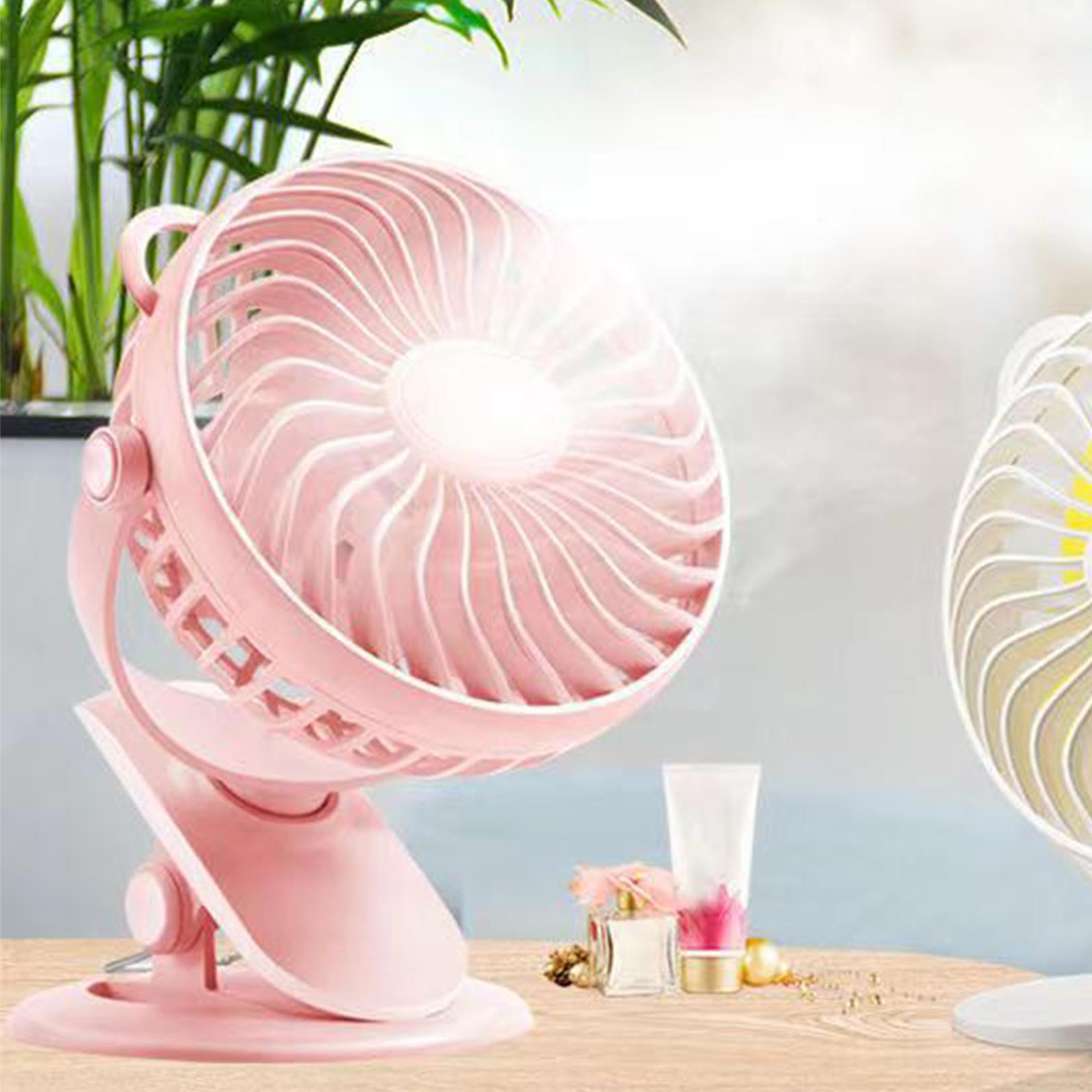 USB Mini Fan Clip On 360° with 3 Speed Personal Portable 1200mAh Battery Powered for Desk Stroller Camping Office Home