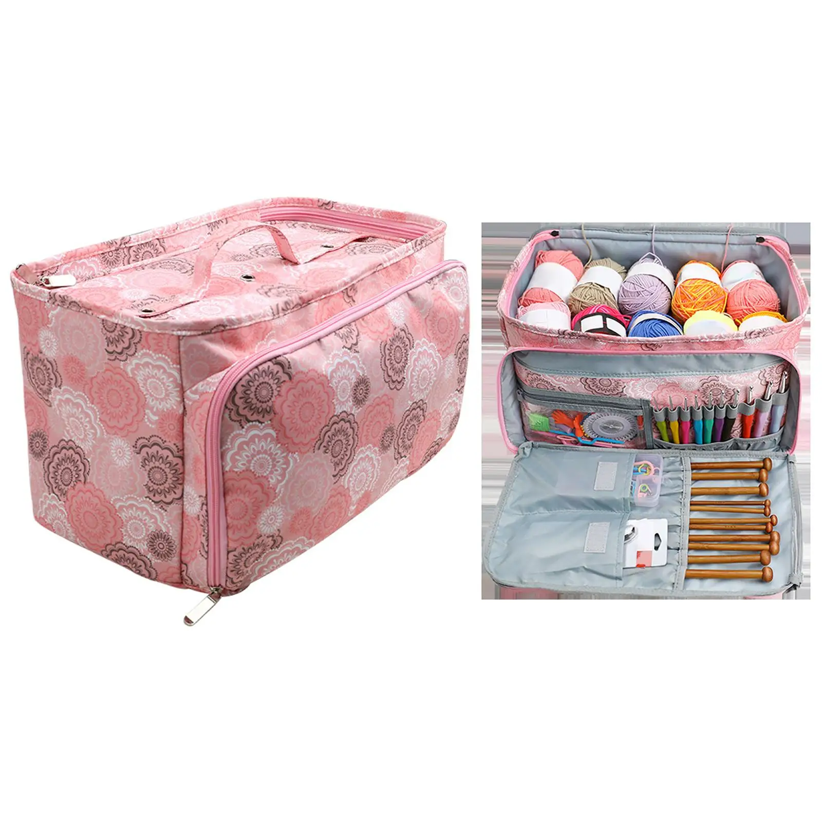 Yarn Storage Bag Yarn Organizer with External Bag Multipurpose Portable Premium Sewing Totes Colorful Knitting Tote for 