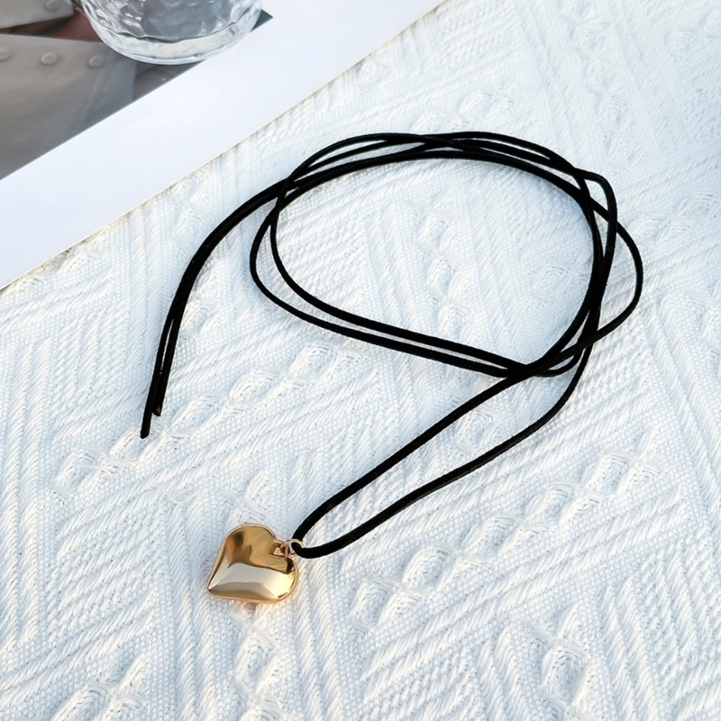 Herz Anhänger Kragen Halskette lange Samt Seil Fliege Halsreif Halskette Modeschmuck Krawatte Schlüsselbein Kette Halskette – Detail 1