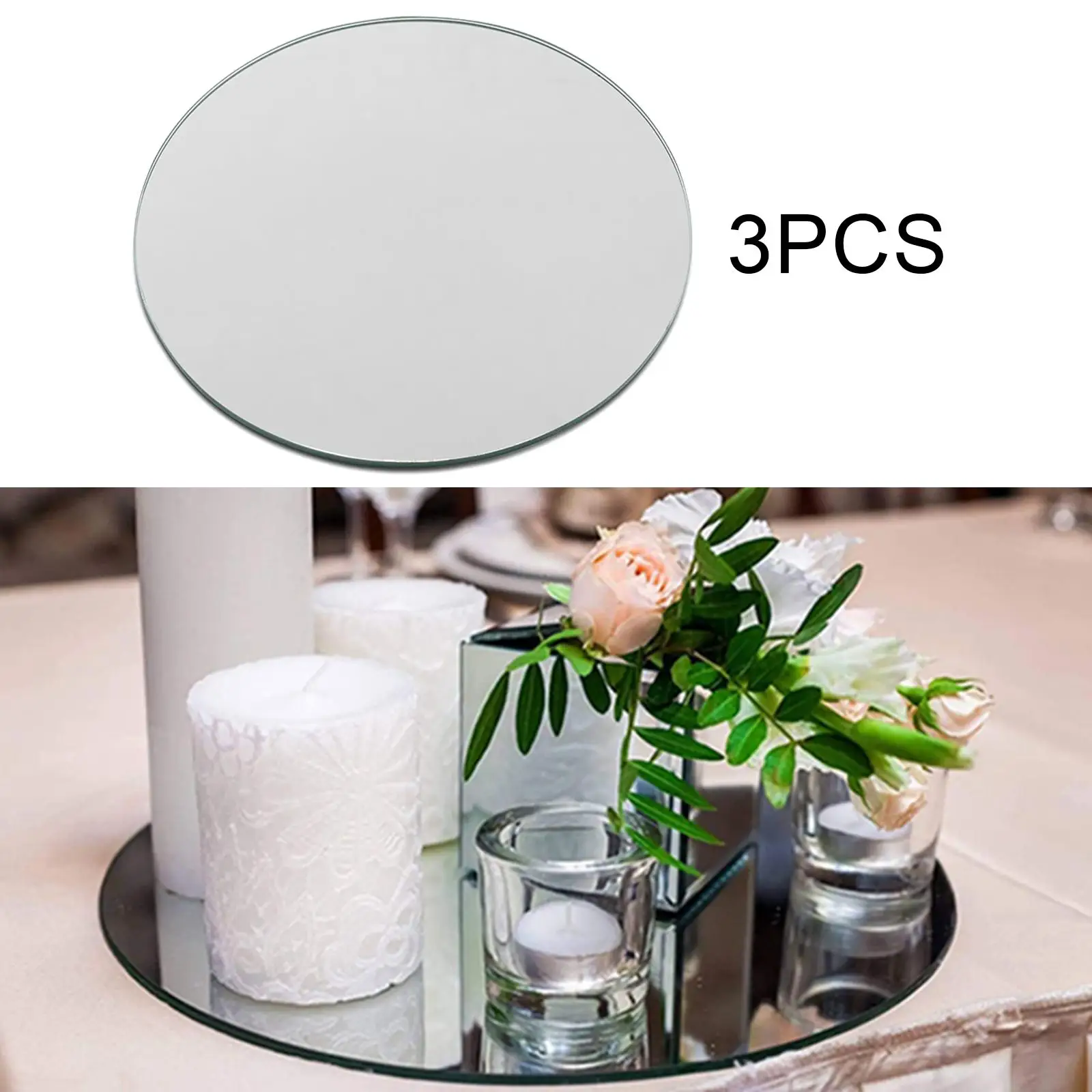 Acrylic Round Mirror Plate Candle Plate Organizer Pcs Decorative Mirror Trays for Wedding Party Table Ornament Dresser Home 