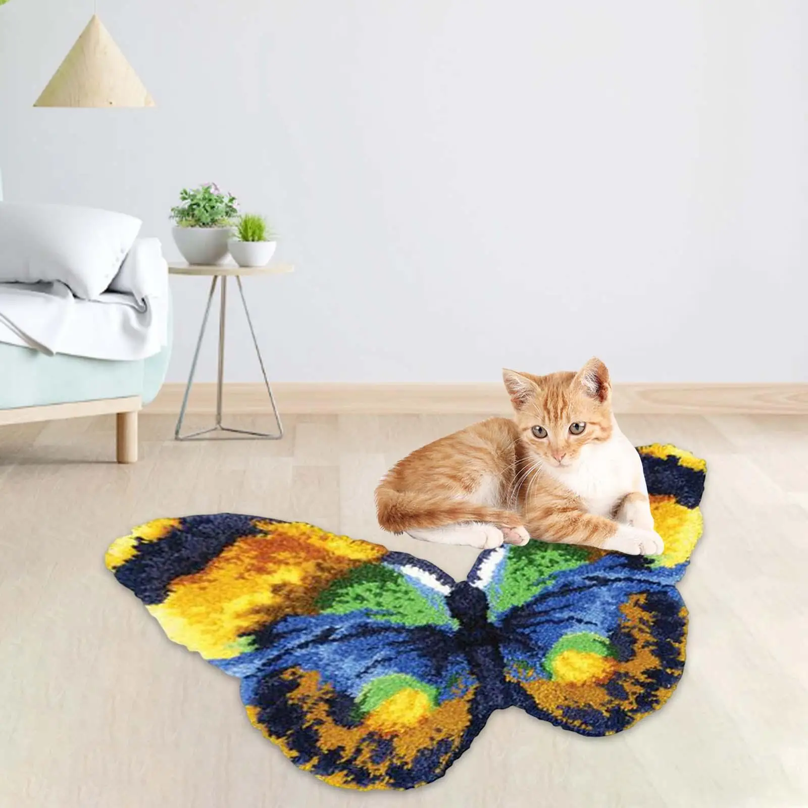 Latch Hook Rug Kit Butterfly DIY Rug Carpet Needlework Home Decoration Latch Hook Kits for Adults for Christmas Adults Beginners