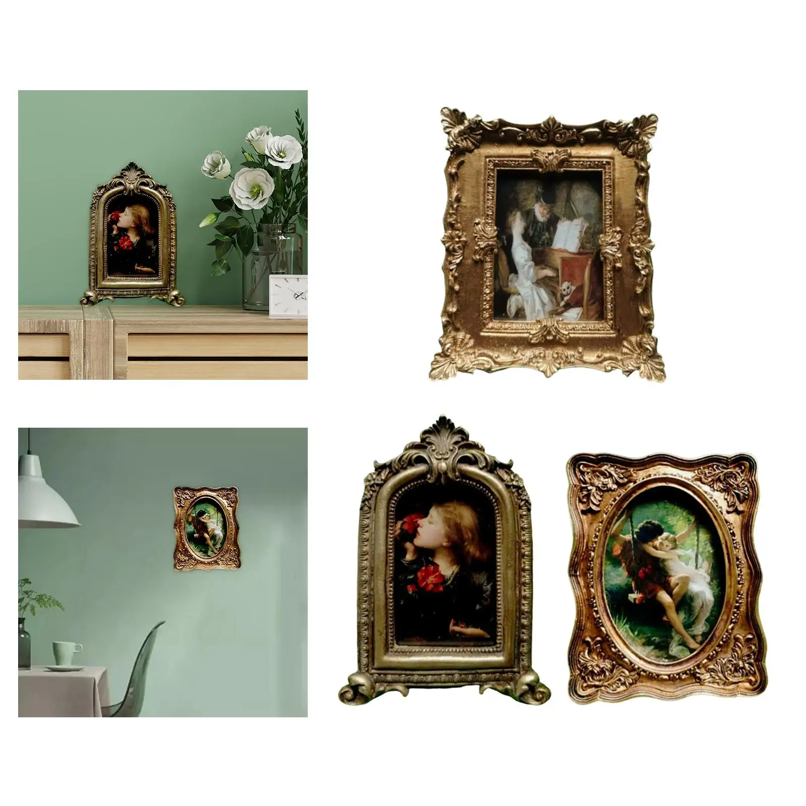 Photo Frame Picture Holder Embossed Art Craft for Table Wall Bedroom Hallway Decor