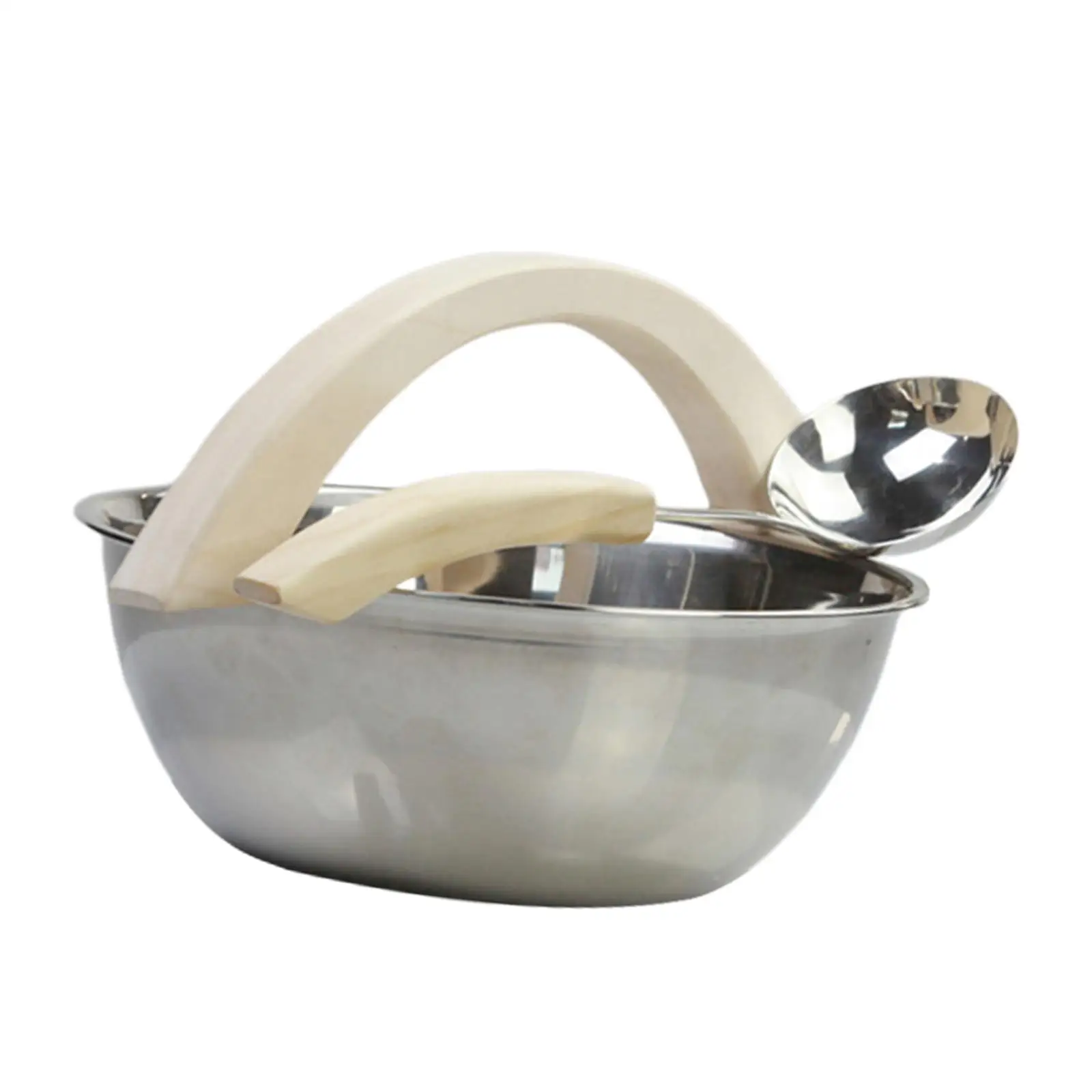 7L  Barrel Metal Washbowl with Matching  Ladle  Room Accessory Wood Handle Large Capacity Practical Use Accessory