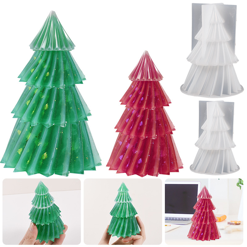 Description Picture 2 of item3D  Christmas Tree Candle Silicone Mold DIY Christmas Candle Making Handmade Soap Plaster Resin Mold Christmas Gift Home Decor