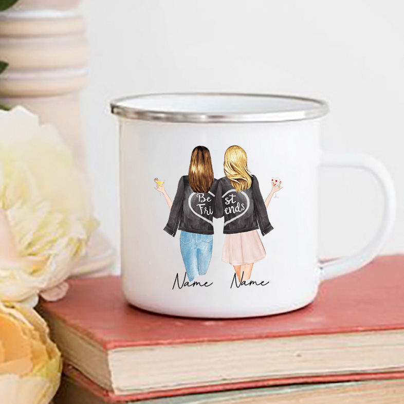 Personalised Best Friend Mug Customized Name Coffee Mugs Drink Wine Juice Tea Cups Cartoon Girls Printed Cup Gifts for Friends